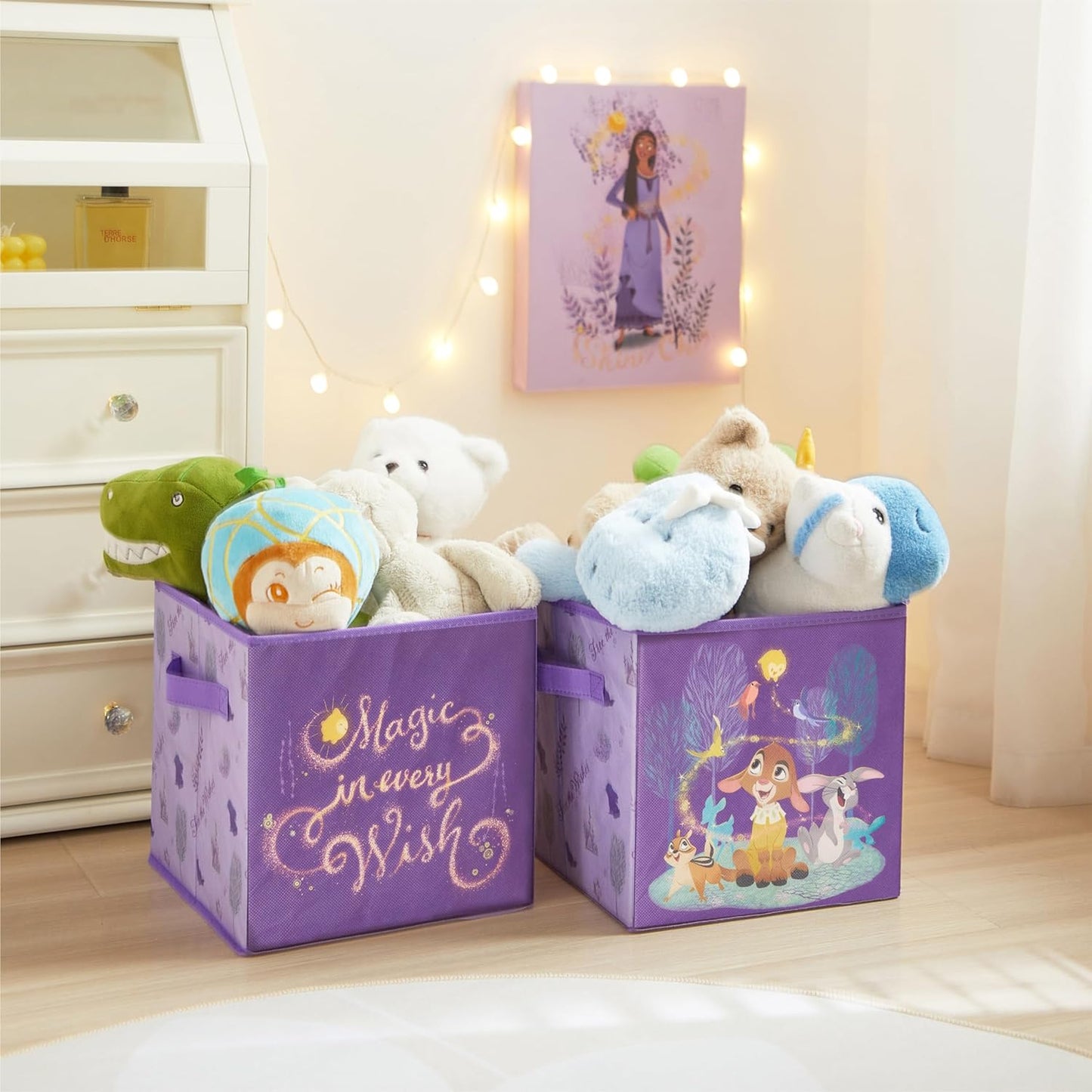 Disney Wish Set of Two Spacious Collapsible Storage Cubes, 10"x10"