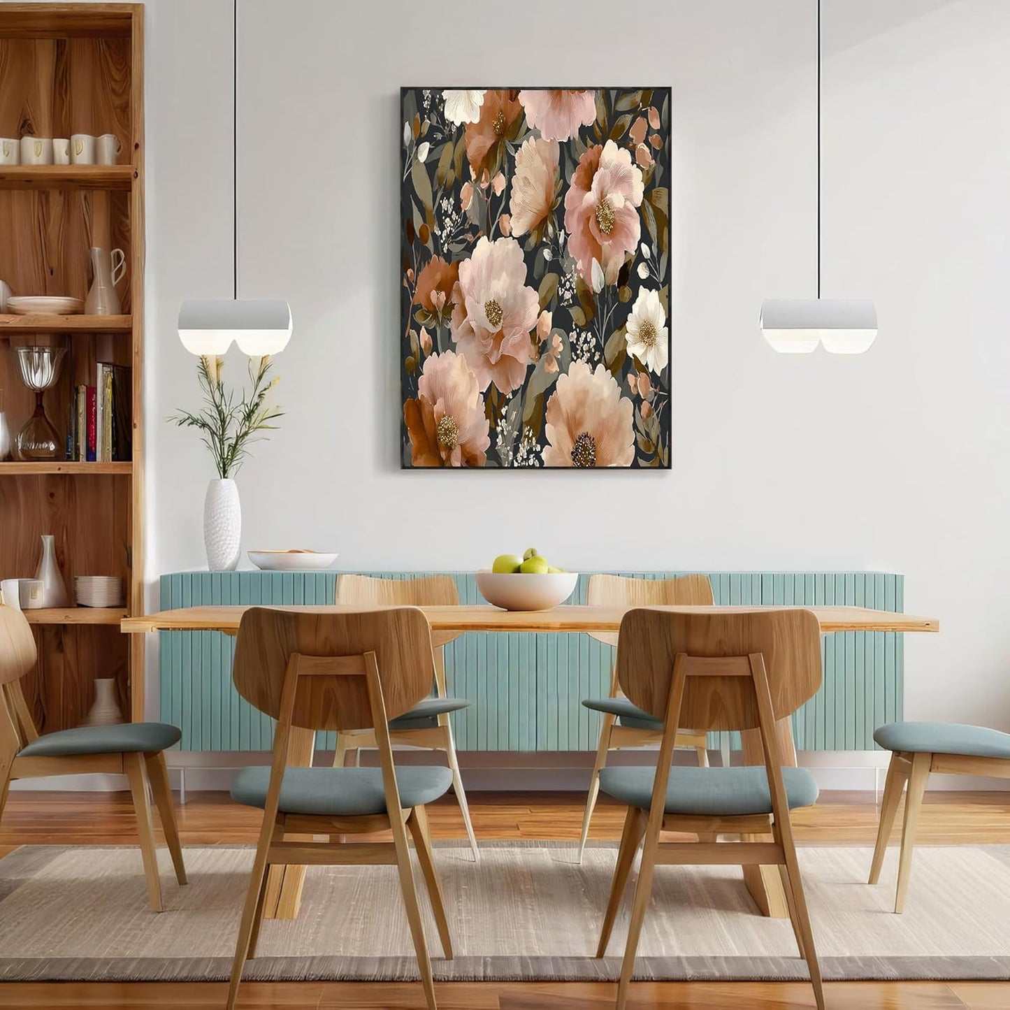 GDJSMIN Watercolor Floral Pattern Wall Art, Elegant Peony Flower Aesthetic Poster for Reading Room Living Room Decor 24 x 36 inch Unframed