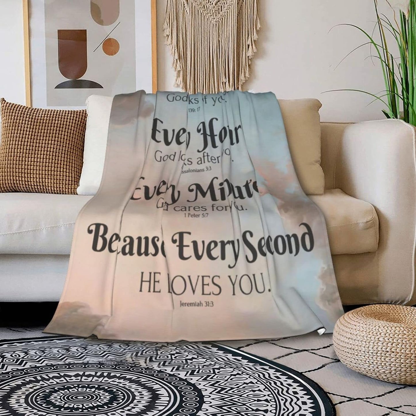 Bible Verse Blanket with Inspirational Thoughts and Prayers- Religious Throw Blanket Soft Lightweight Cozy Plush Warm Blankets for Women Men Gift 50"X 60"