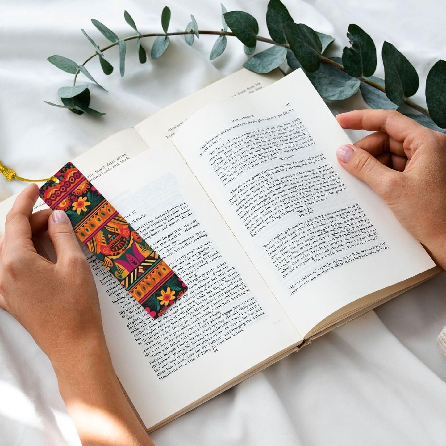 Mexican Folk Art Boho Bookmarks with Tassels, Wood Bookmark for Women Men Handmade Book Mark for Book Lovers, Reading Page Markers Wood Tags Ornaments Birthday Teachers Gift
