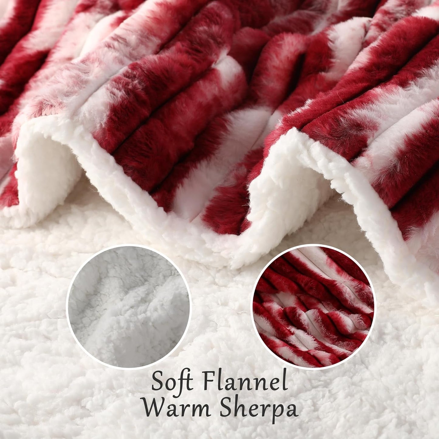 Electric Blanket Heated Throw Blanket, Super Soft Flannel & Sherpa Electric Throw Blanket with 6 Fast Heating Levels, 4 Hours Auto Off & OverHeat Protection, Machine Washable, 50'' X 60'', Red