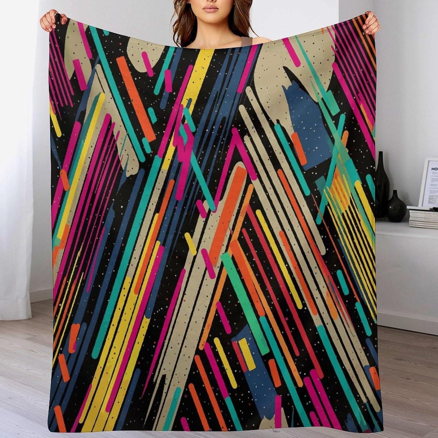 Striped Abstract Colorful Blanket Super Soft Lightweight Throw Blanket Cute Cozy Warm Bed Blanket Decorative Fuzzy Blanket All-Season Home Decor Gift for Sofa Couch Living Room 60"*80"（150 * 200cm）