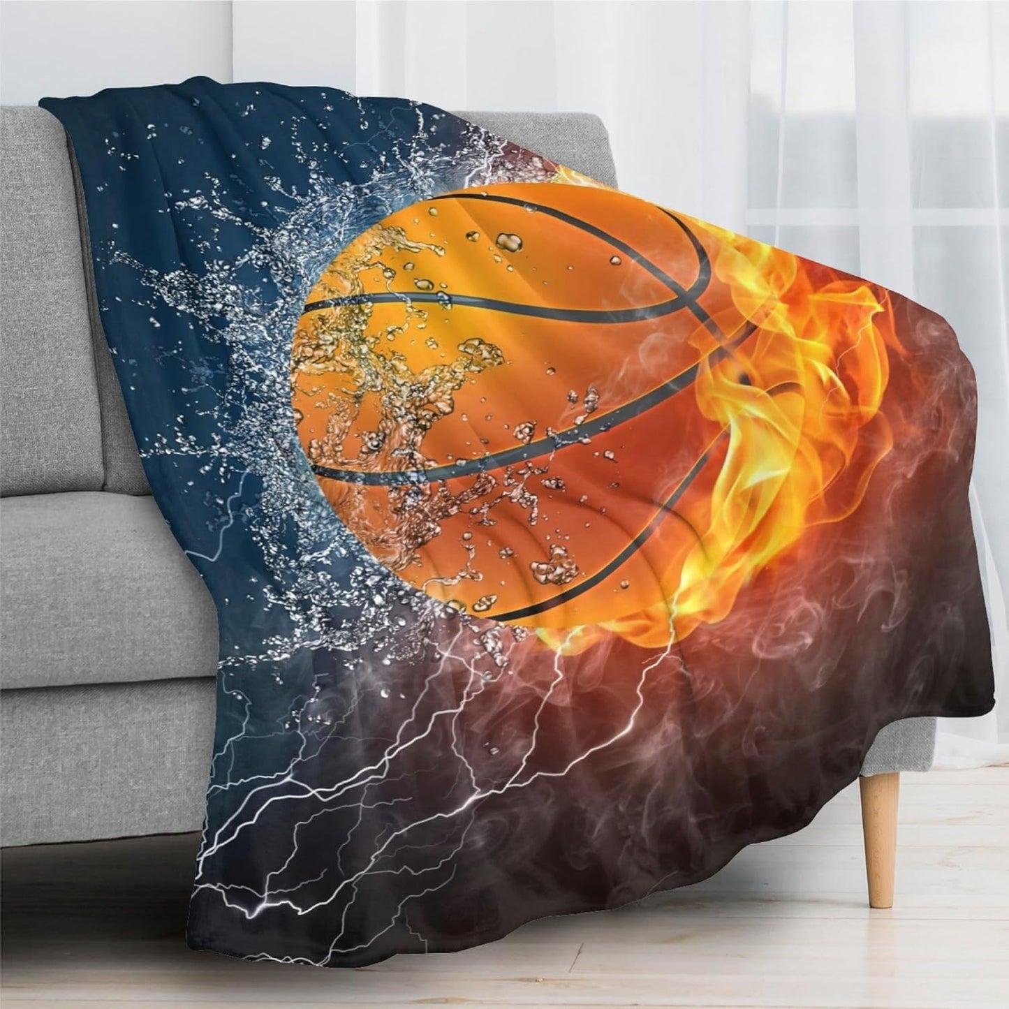 Cool Basketball Fun Ball Throw Blanket Super Soft Warm Bed Blankets Boy Bedding For Couch Bedroom Sofa Office Car, All Season Cozy Flannel Plush Blanket For Girls Boys Adults, 50"X40"