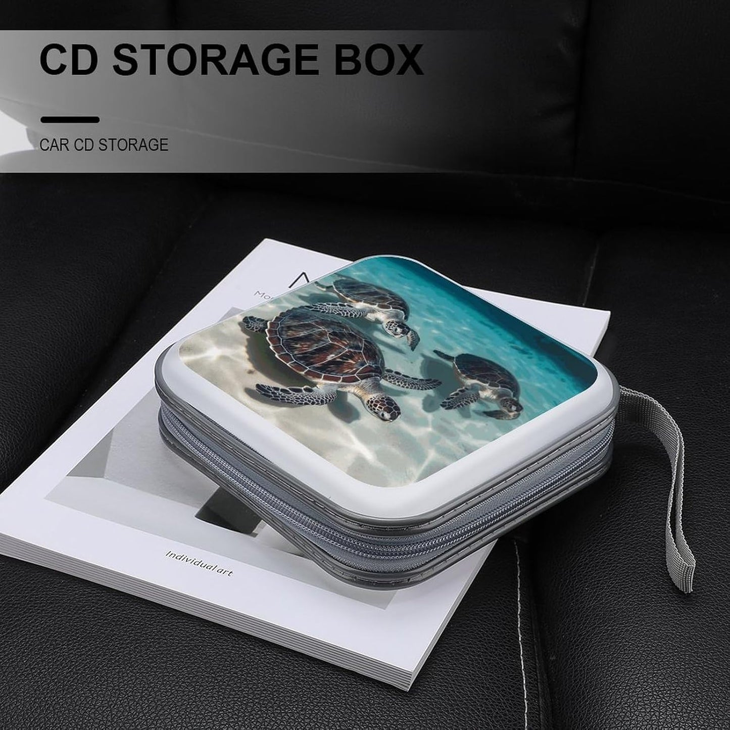 Sea Turtles CD Case 40 Capacity Case Zipper CD Collection Bag with Handles Cover DVD Storage Hard Plastic DVD Disc Cases Storage Binder for Car Home Office Travel