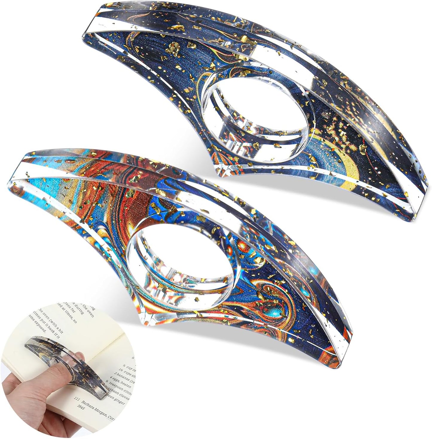 2Pcs Book Page Holder Book Thumb Page Holder Thumb Ring Books Marks for Reading Accessories Transparent Bookmarks for Women Best Friend Christmas Gifts for Books Lovers Teacher Readers(Blue)