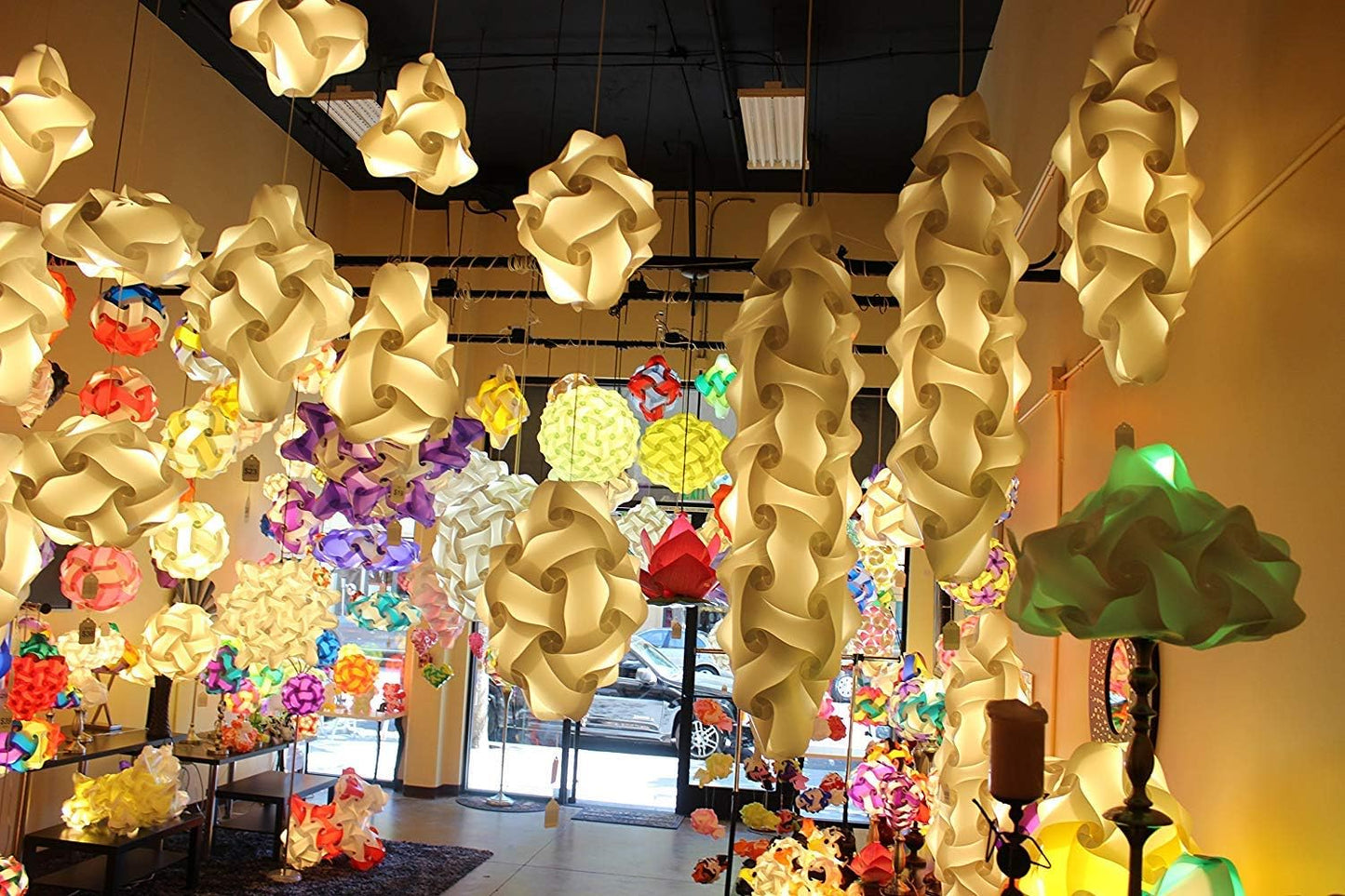 DIY IQ Jigsaw Puzzle Lamp Shade Ceiling Pendant Lampshade Kit with 15 Feet Hanging Cord (White, M-10 inch)