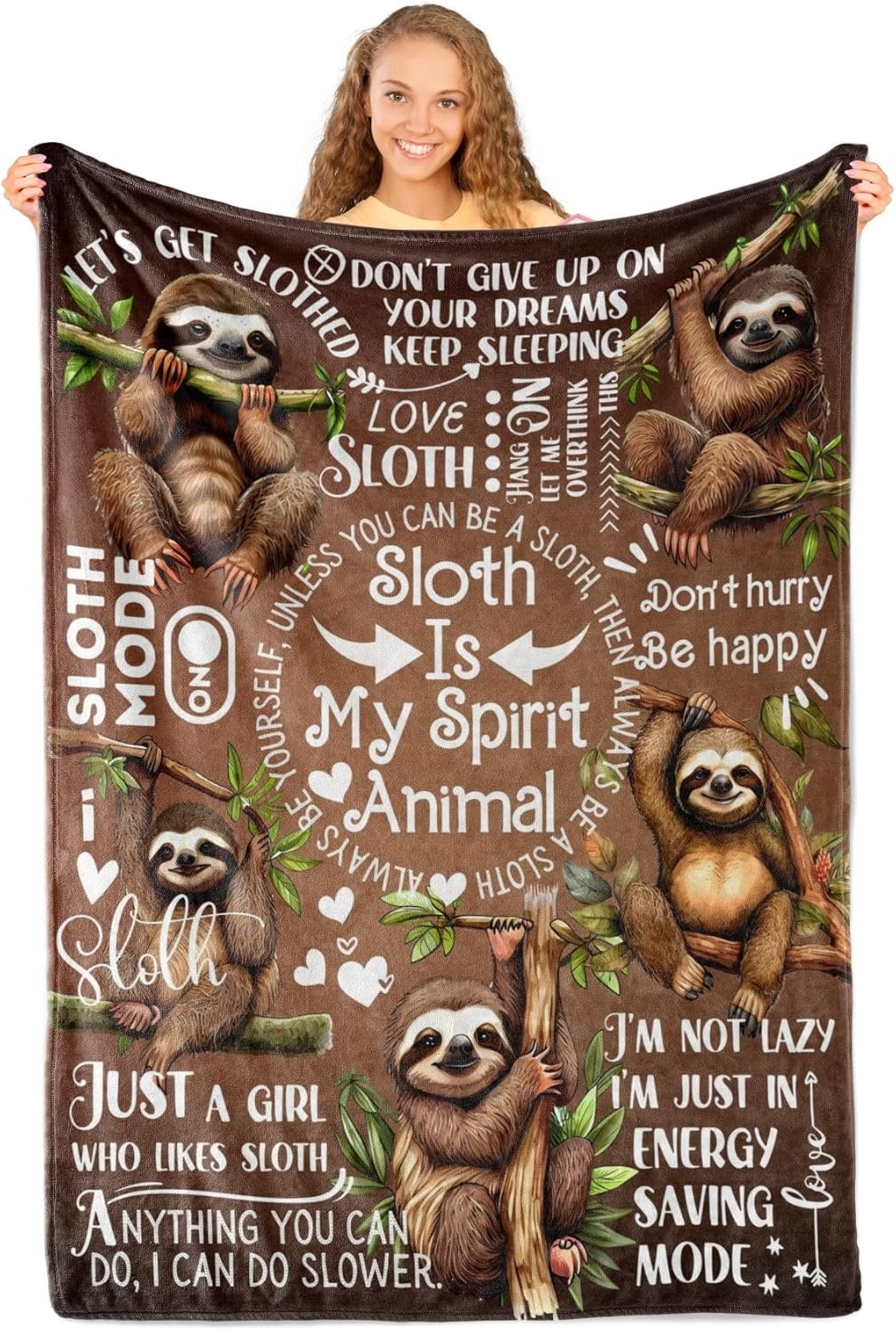 InnoBeta Sloth Gifts for Women - Sloth Throw Blanket, Flannel Blankets for Women, Girls, Teens, Spirit Animal, 60x80 Inches