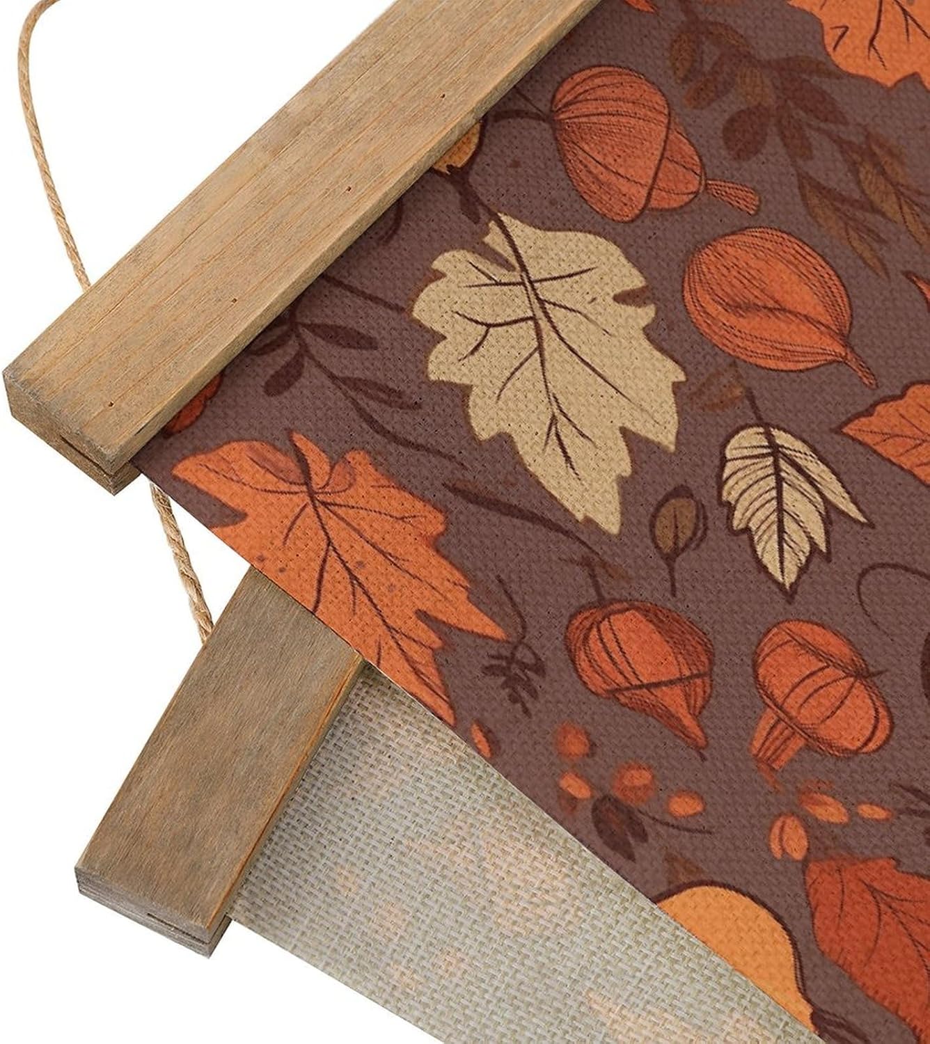 Vintage Fall Poster with Wooden Frame Personalized Linen Hanging Scroll Painting Rustic Wall Hanging Illustrative Modern Artwork Decor for Home Living Room Bedroom Office