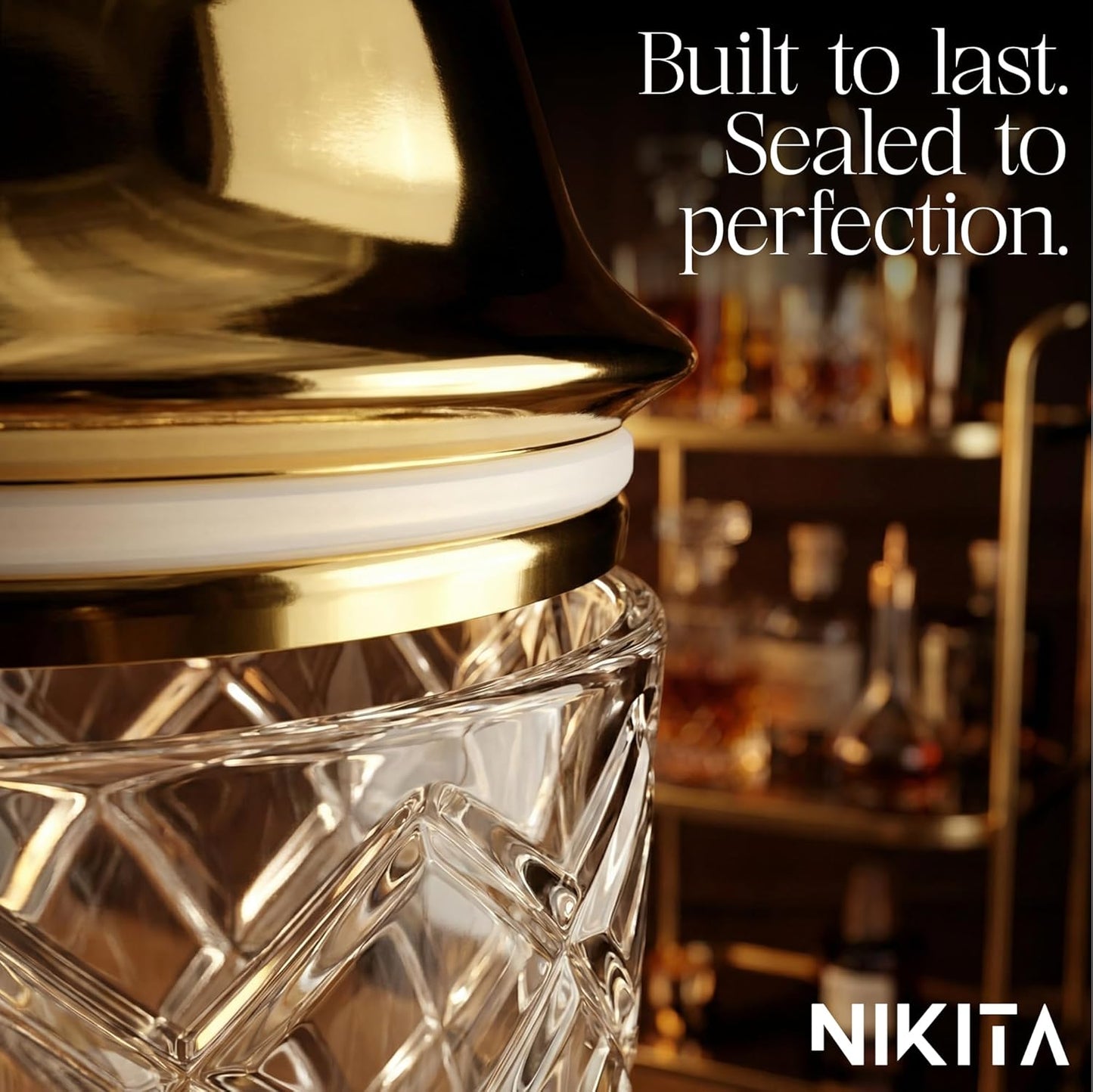 NIKITA by Niki Glass Cocktail Shaker Set, 5-Piece Martini Shaker & Bartender Kit with Bar Accessories Strainer, Jigger, Spoon & Muddler, Gold 16oz Drink Mixer with Bartender Accessories