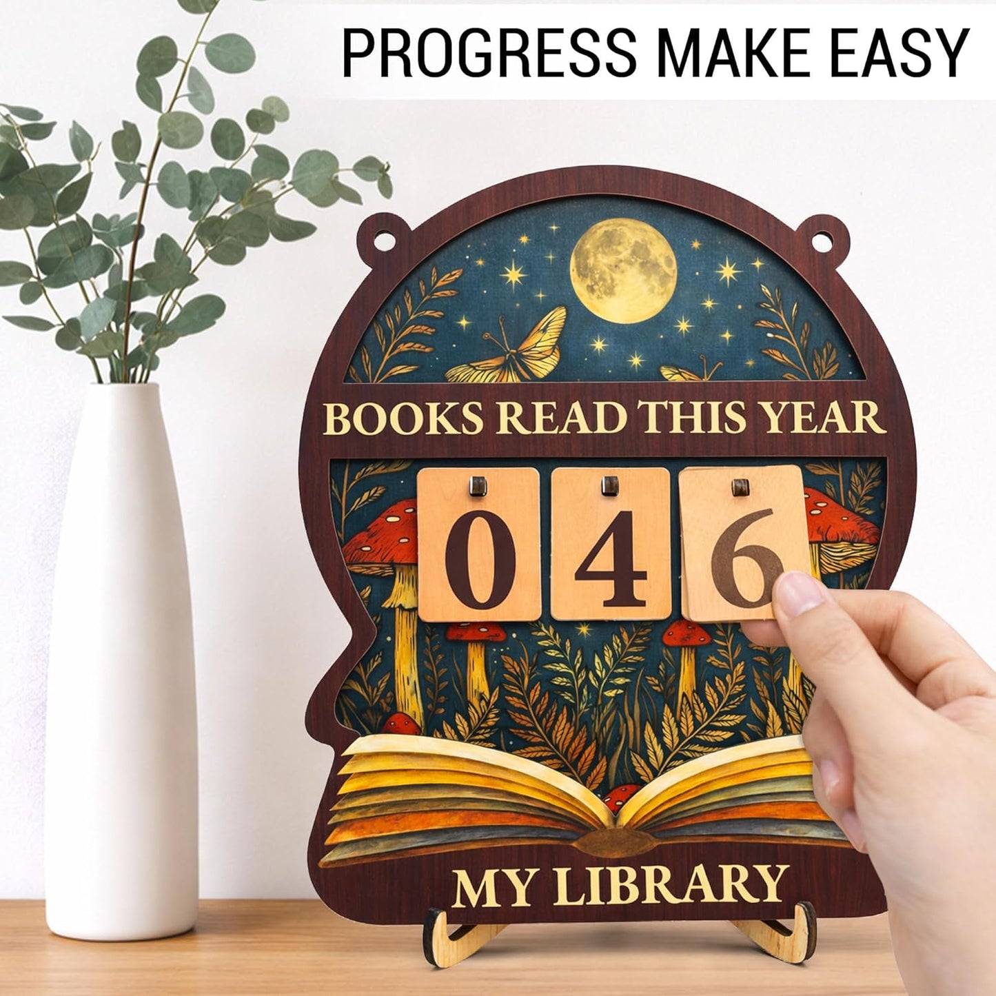 Books Read This Year Counter Sign - Fantasy Reading Tracker Ornament Bookshelf Decor - Bookish Gifts for Women Book Lovers Readers Bookworms