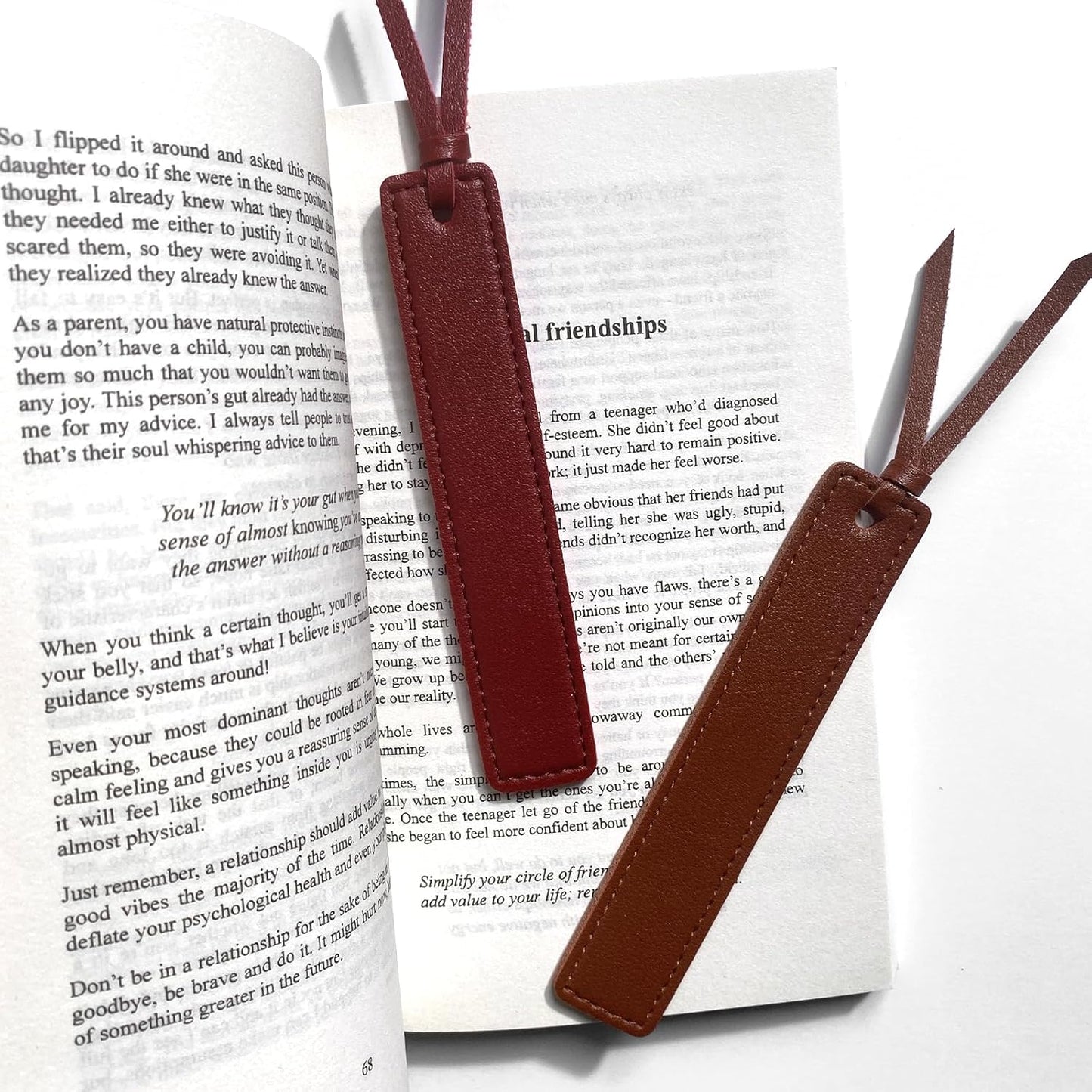 Classic Leather Bookmark, Wayzton Handmade Stitched Bookmarks Page Markers Reading Gifts for Book Lovers Readers Men Women Teachers Church Book Club Supplies
