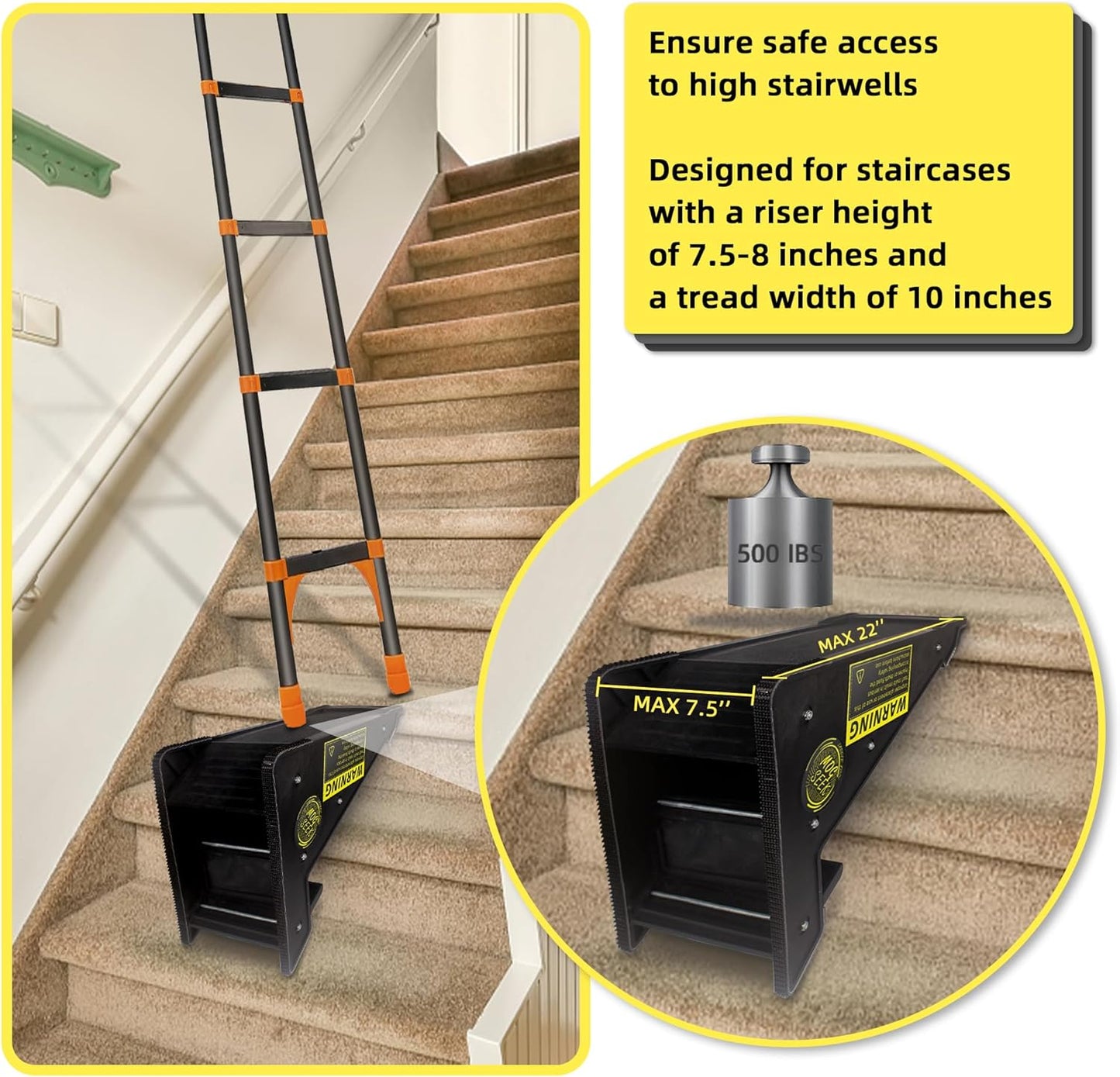 Ladder Leveler, Pitch Hopper, Ladder Stabilizer with Storage, Ladder Levelers for Stairs and Extension Ladders, Easy to Use, Conquer Uneven Ground (Regular Black)