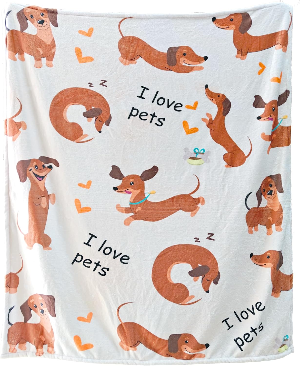 Dachshund Blankets, Weiner Dog Blanket, I Love Dachshunds Blanket for Adults Super Soft Dachshund Gifts for Dog Lovers (Dachshund 6, 47"x 60")