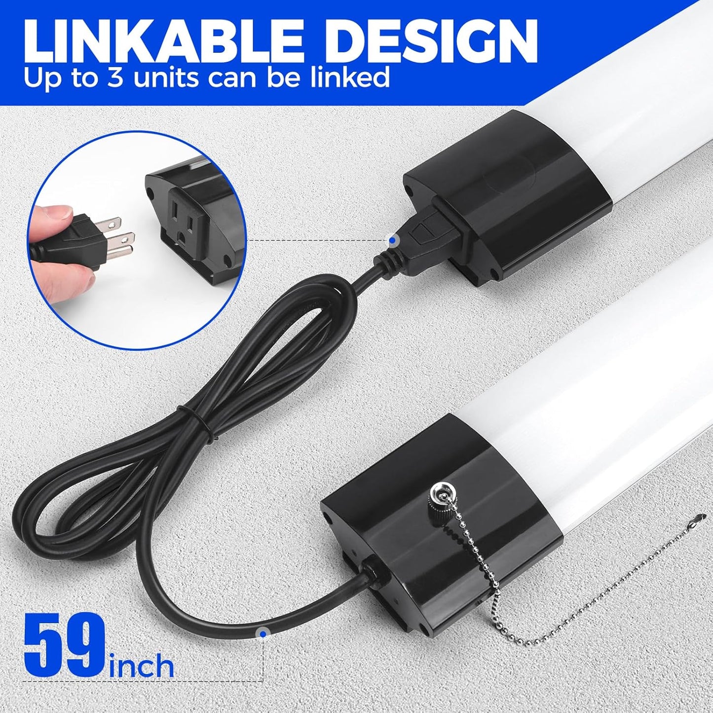 Barrina BS84 LED Shop Lights for Workshop 4FT, 84W, 10000LM, 5000K Linkable Light Fixture for Garage, Basement, Hanging or Flush Mount, ETL, 4 Packs