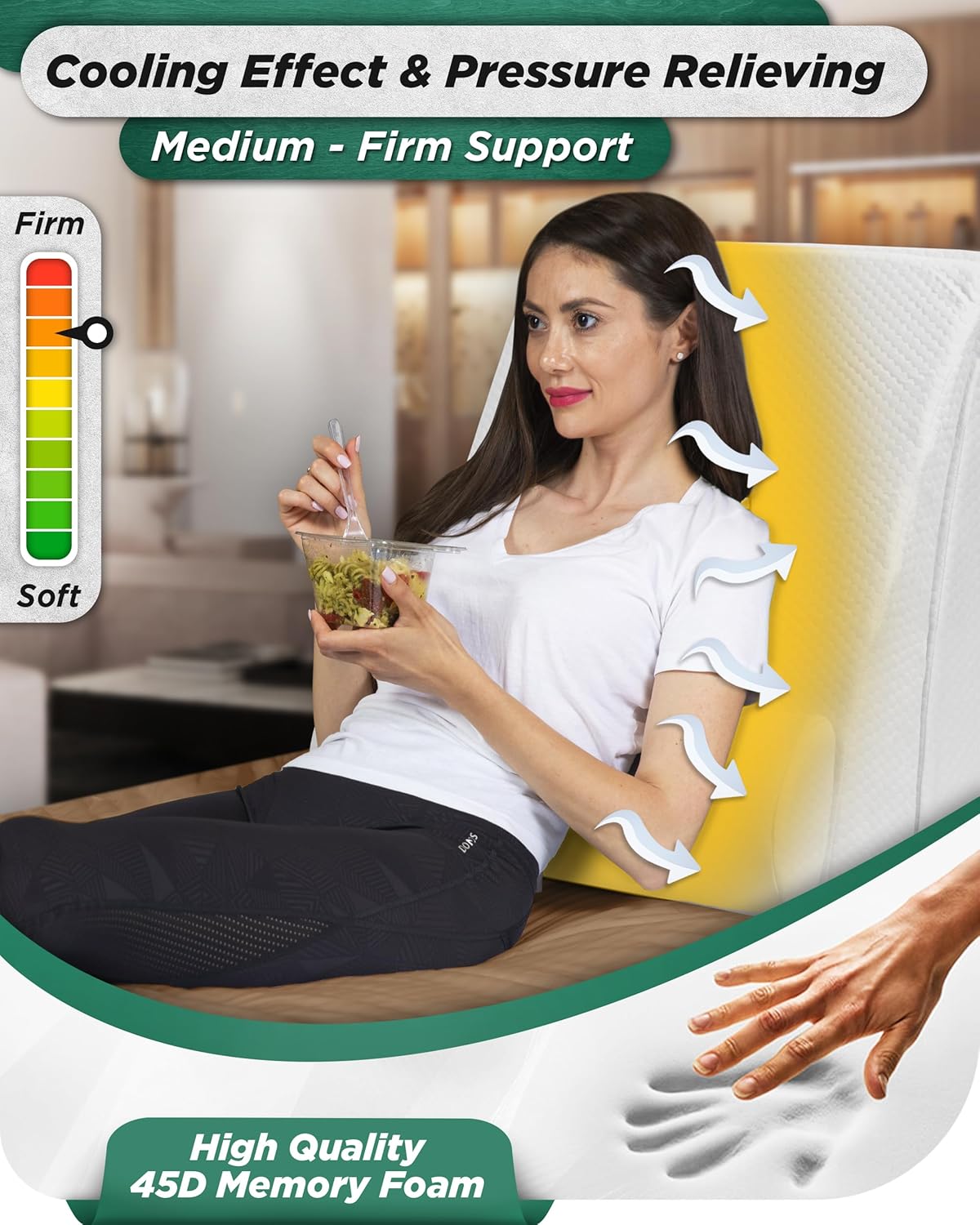 Lunix LX8 FSA 4-Piece Support for Nighttime Digestive Discomfort & Easier Breathing, Adjustable Height Orthopedic Bed Wedge Pillow Set, Memory Foam, Washable Cover, Pebble White