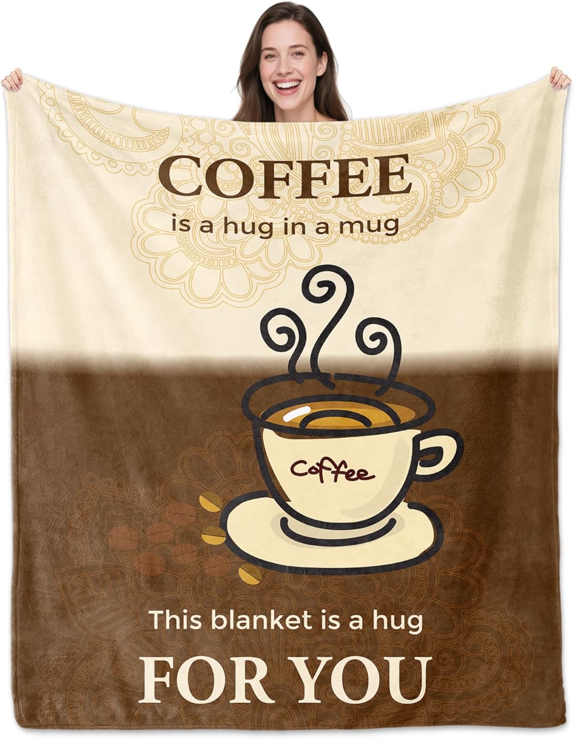 Coffee Lover Gifts, Gifts for Coffee Lovers, Cafe Gift Blanket 50"X60" for Bed Sofa Living Room Couch Home Decor, Hug Blanket for Women or Man