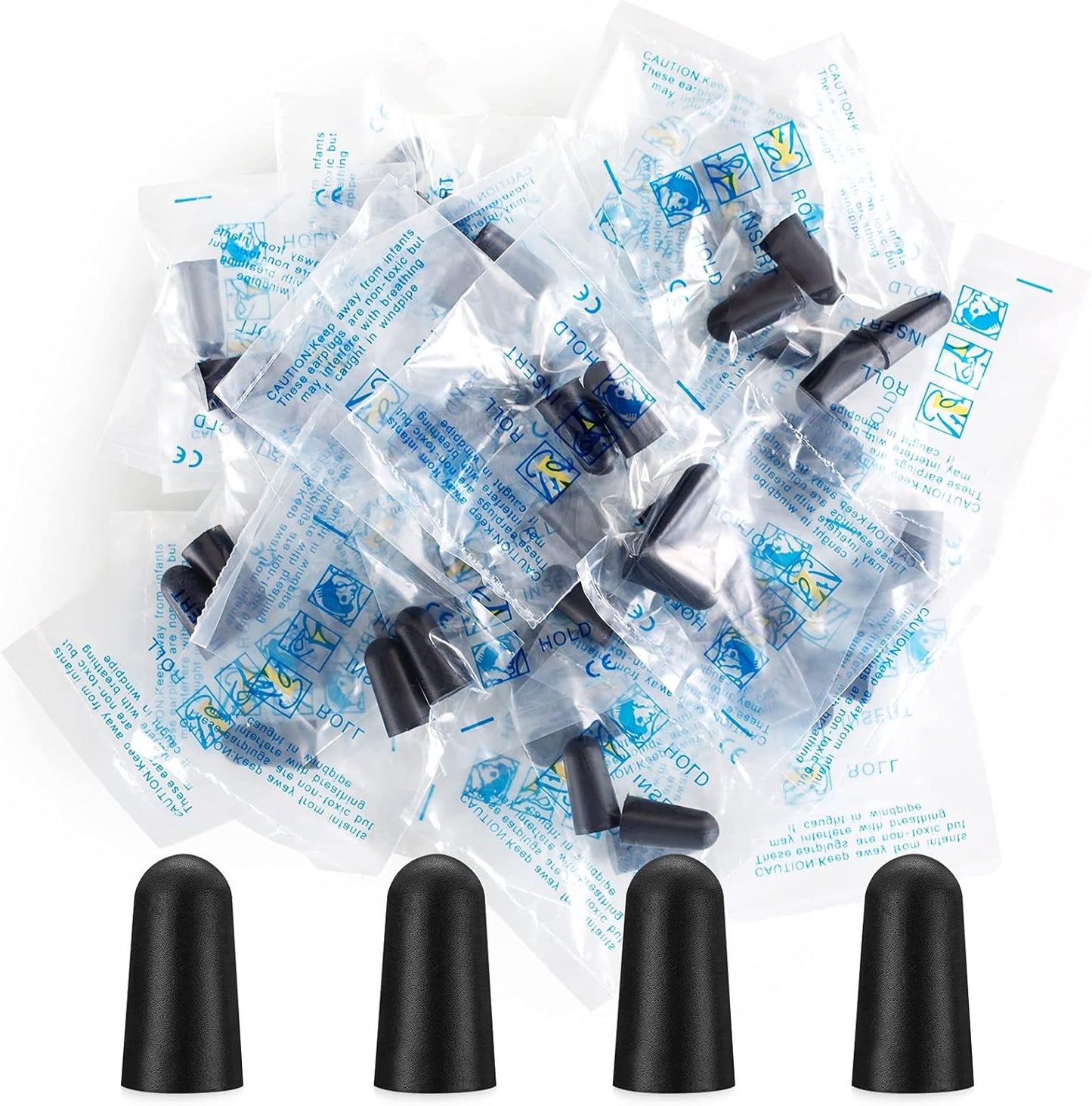 200 Pairs Black Foam Ear Plugs - 33dB NRR Noise Cancelling, Durable & Comfortable, Individually Wrapped for Work, Construction, Shooting, Travel, Loud Events