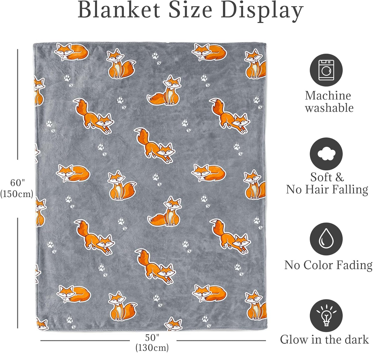 Fox Gifts Blanket for Girls, Teens, Women, and Adults – Plush Fleece Throw, Ultra Soft Cozy Warm Fox Blanket for Bedroom, Sofa, Couch, Cute Forest Foxes Decor, Birthday Gifts for Kids and Adults