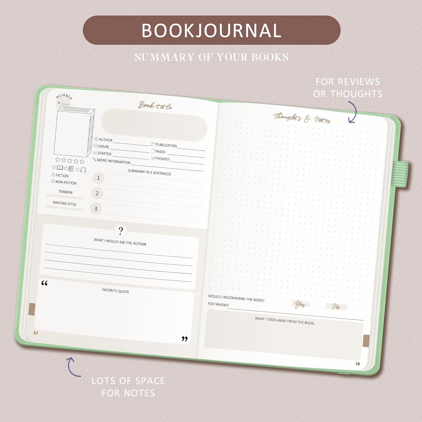 Reading Journal with 52 Reviews & Progress Tracking - Book Journal Reading Log 176 Pages - A5 Hardcover Reading Tracker Journal - Gift for Book Lovers & Readers - Keeping Notes on Your Favorite Books