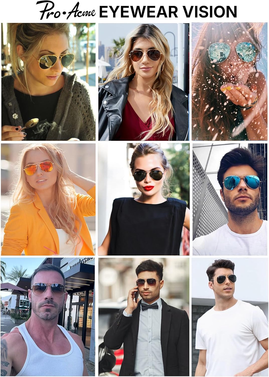 Pro Acme Classic Aviator Sunglasses for Women & Men Glass Lens Metal Frame UV400 Driver Sunglasses