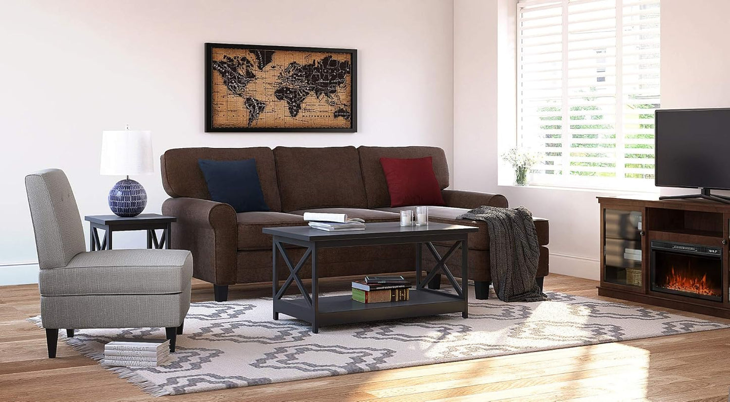 Serta Copenhagen Modern Accent Chair, Button Tufted Backrest, Sinuous Spring Seat Cushion, Rubberwood Legs, Upholstery for Living Room, Bedroom and Small Spaces, Polyester Woven Fabric, Gray