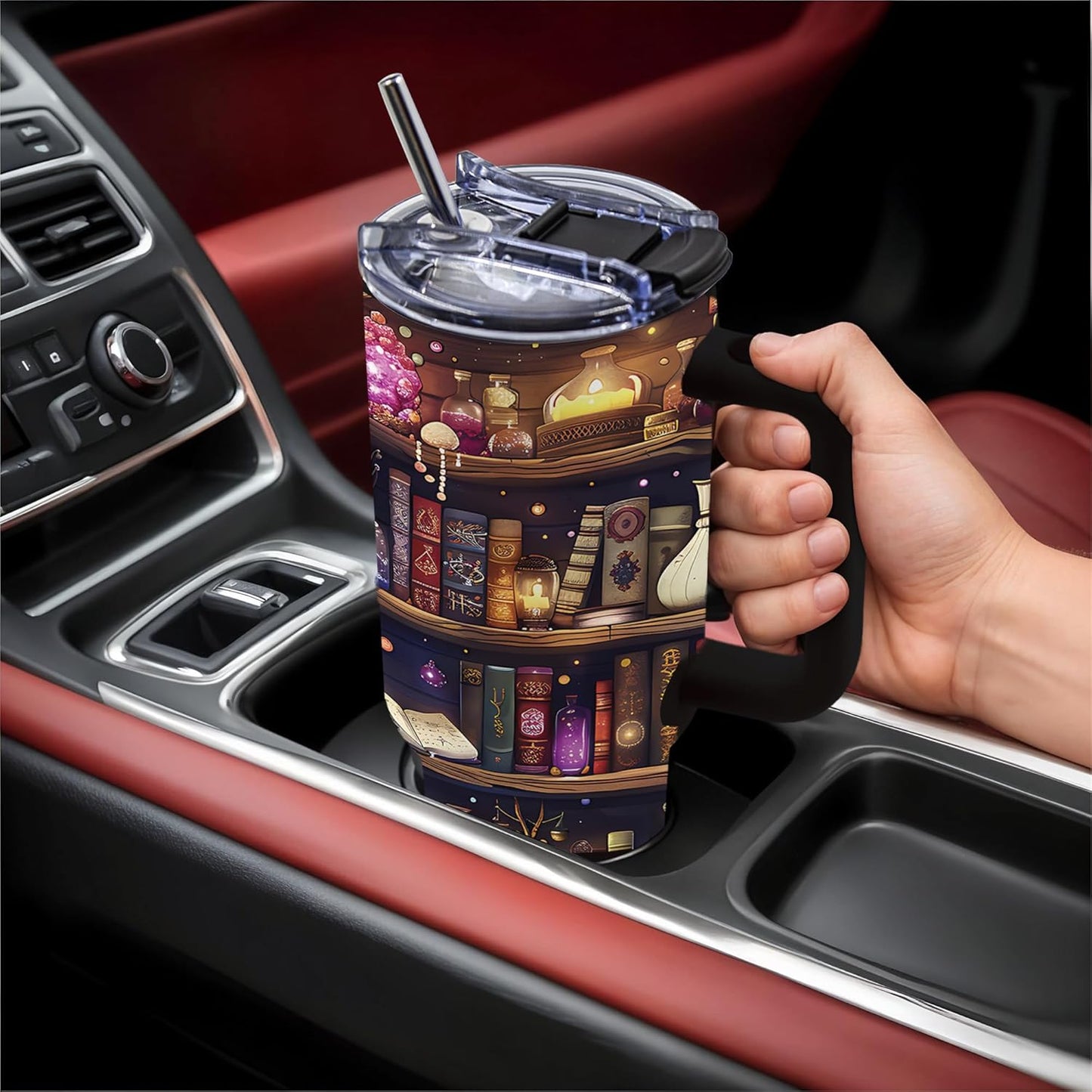 Book Lovers Gifts 40oz Tumbler with Handle and Straw, Book Tumbler for Friend, Bookish Gifts for Women Readers Librarian, Book Accessories Stainless Steel Travel Mug 1 Pcs