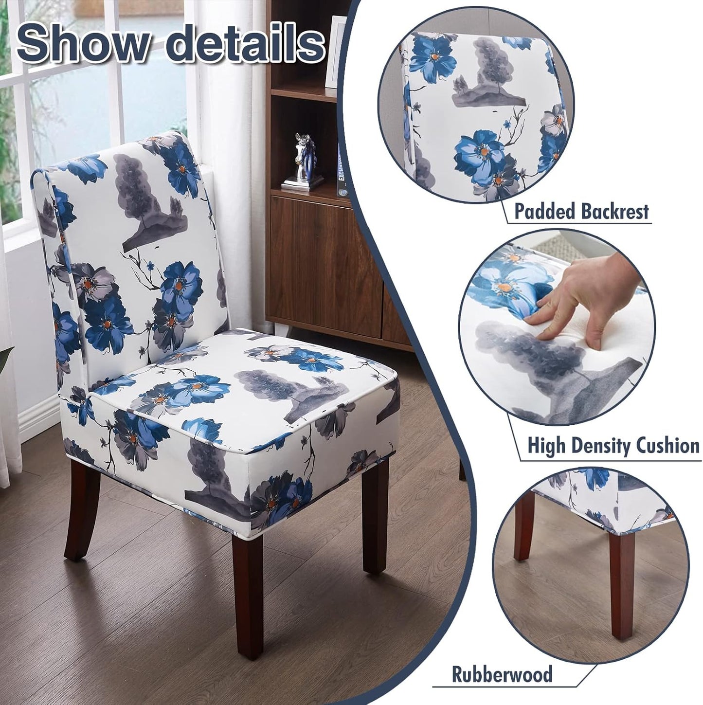 Traditional Fabric Accent Chair, DRM'SCUUM Modern Accent Chair for Living Room Soft White Velvet with Ink Paint Pattern,Comfor Seat,Sturdy Frame and Rubber Wood Legs