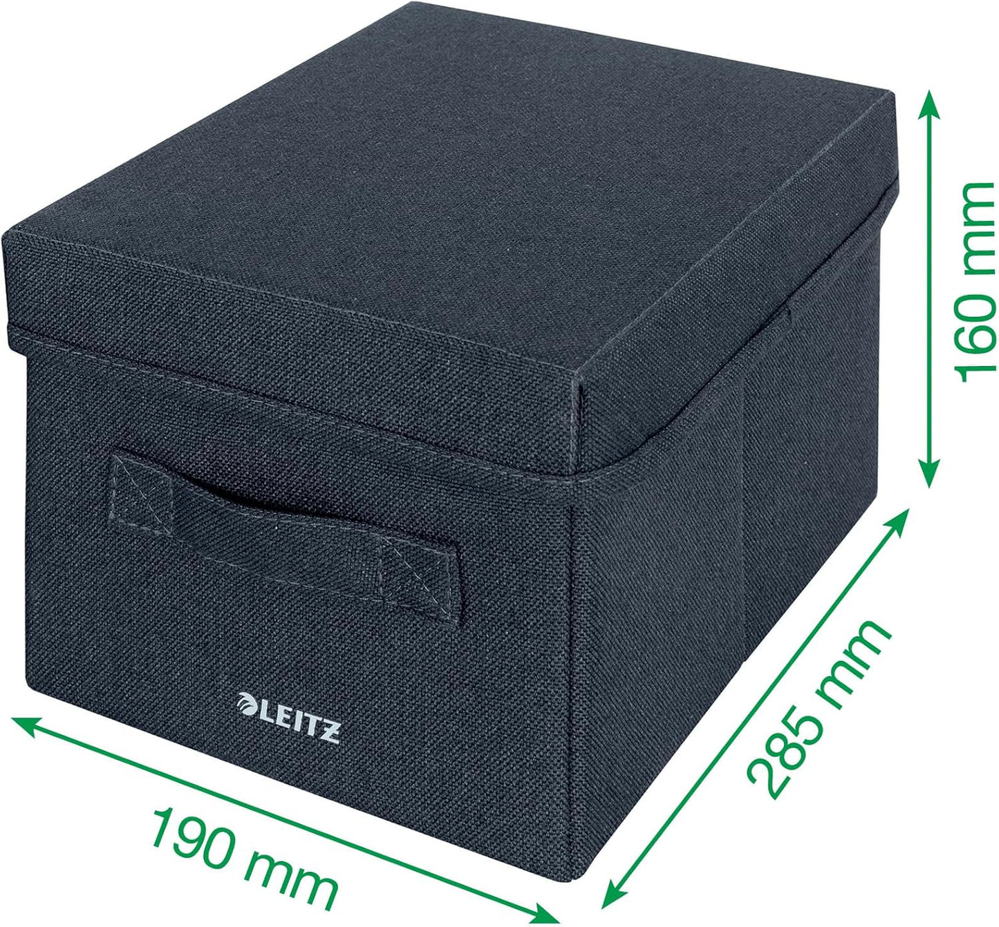 Leitz Fabric Storage Box with Lid, Set of 2 Cube Storage Unit Boxes, Foldable Fabric Ottoman Storage Organiser Box, Velvet Grey, Small, 61460089