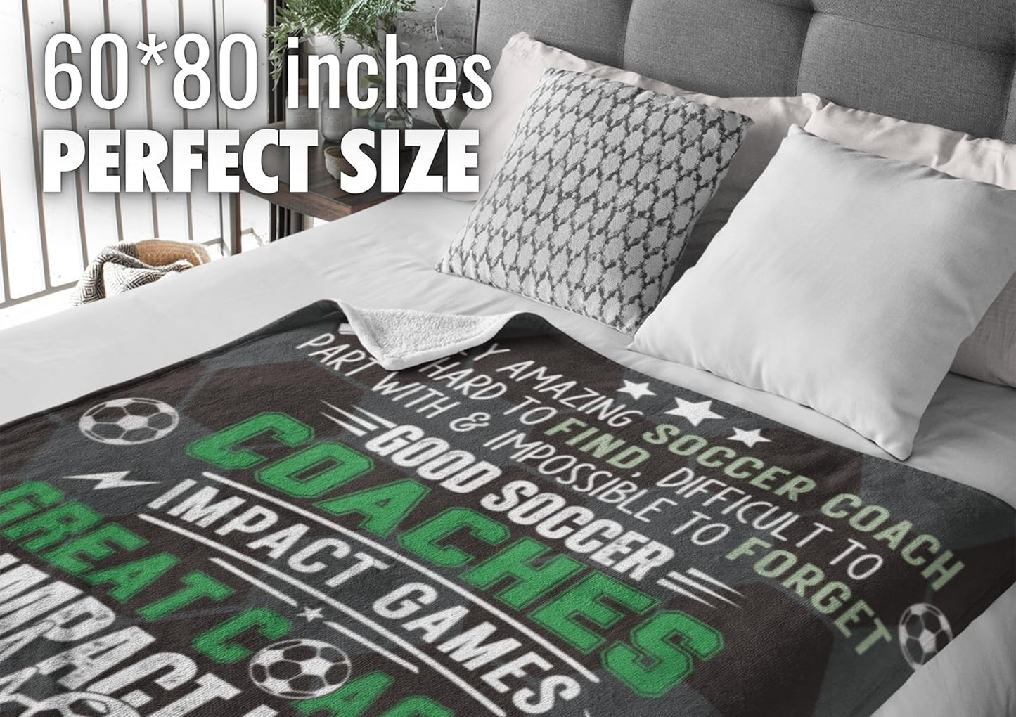 InnoBeta Soccer Coach Gifts Blanket for Men, Throw for Teacher Coach Sports Fans Adults - Impact Lives, 60" x 80"