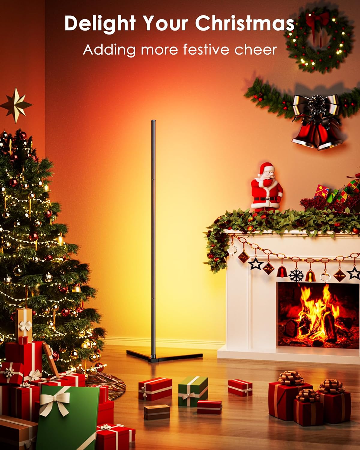 LED Corner Floor Lamp 2 Pack, 65" Tall Smart RGB Floor Lamp with APP and Remote Control, Ambient Lighting Color Changing Standing Lamps with Music Sync and Timing for Living Room, Bedroom, Gaming Room