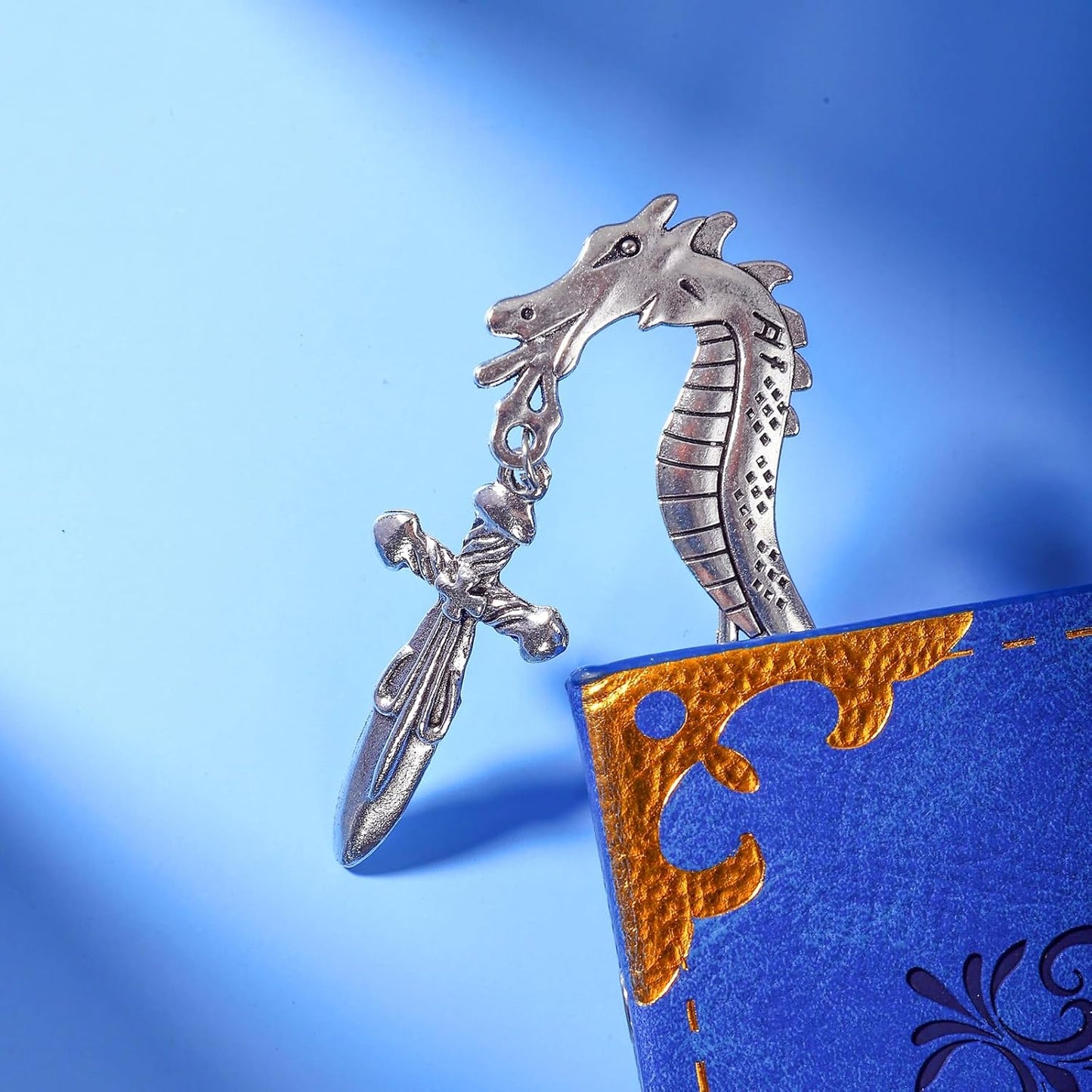 Vintage Witch Dagger Sword Pendant Silver Dragon Metal Hook Bookmark,Handmade Wicked Bookmarks for Reading Women,Men,Book Lovers,Girls,Teens,Teachers and Students