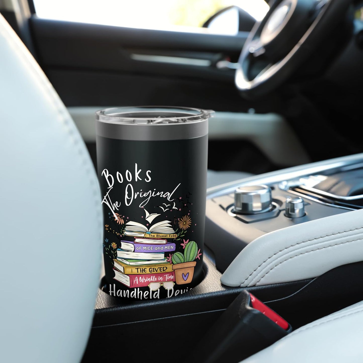 Books Original Handheld Device Reader Literacy Book Lover Stainless Steel Insulated Tumbler