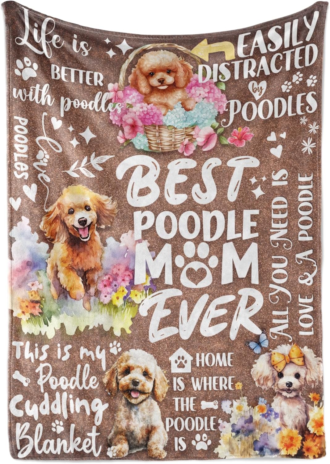 Poodle Gifts for Women, Best Unique Poodle Flannel Throw Blanket for Poodle Mom, 50 x 65 inch, Skin Friendly, Novelty Poodle Mom Gift