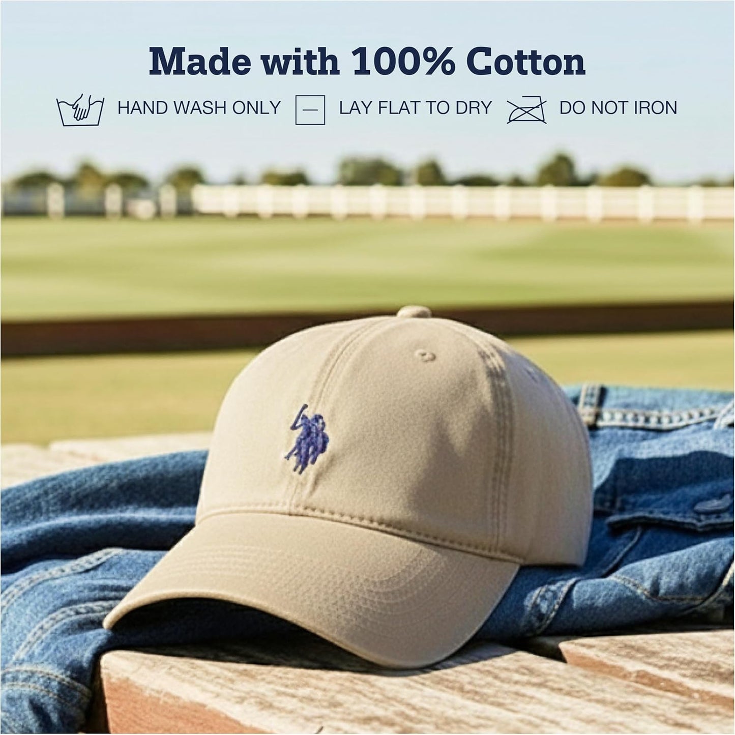 U.S. Polo Assn. mens U.s. Polo Assn. Washed Twill Cotton Adjustable Hat With Pony Logo and Curved Brim Baseball Cap, Khaki, One Size US