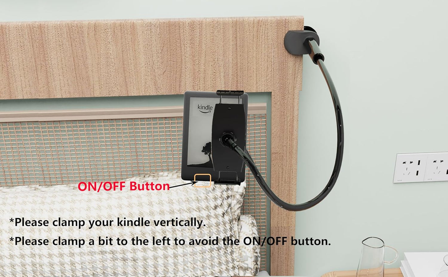 Tablet Stand Holder, Mount Holder Clip with Grip Flexible Long Arm Gooseneck Compatible with ipad iPhone/Nintendo Switch/Samsung Galaxy Tabs/Amazon Kindle Fire HD - Black