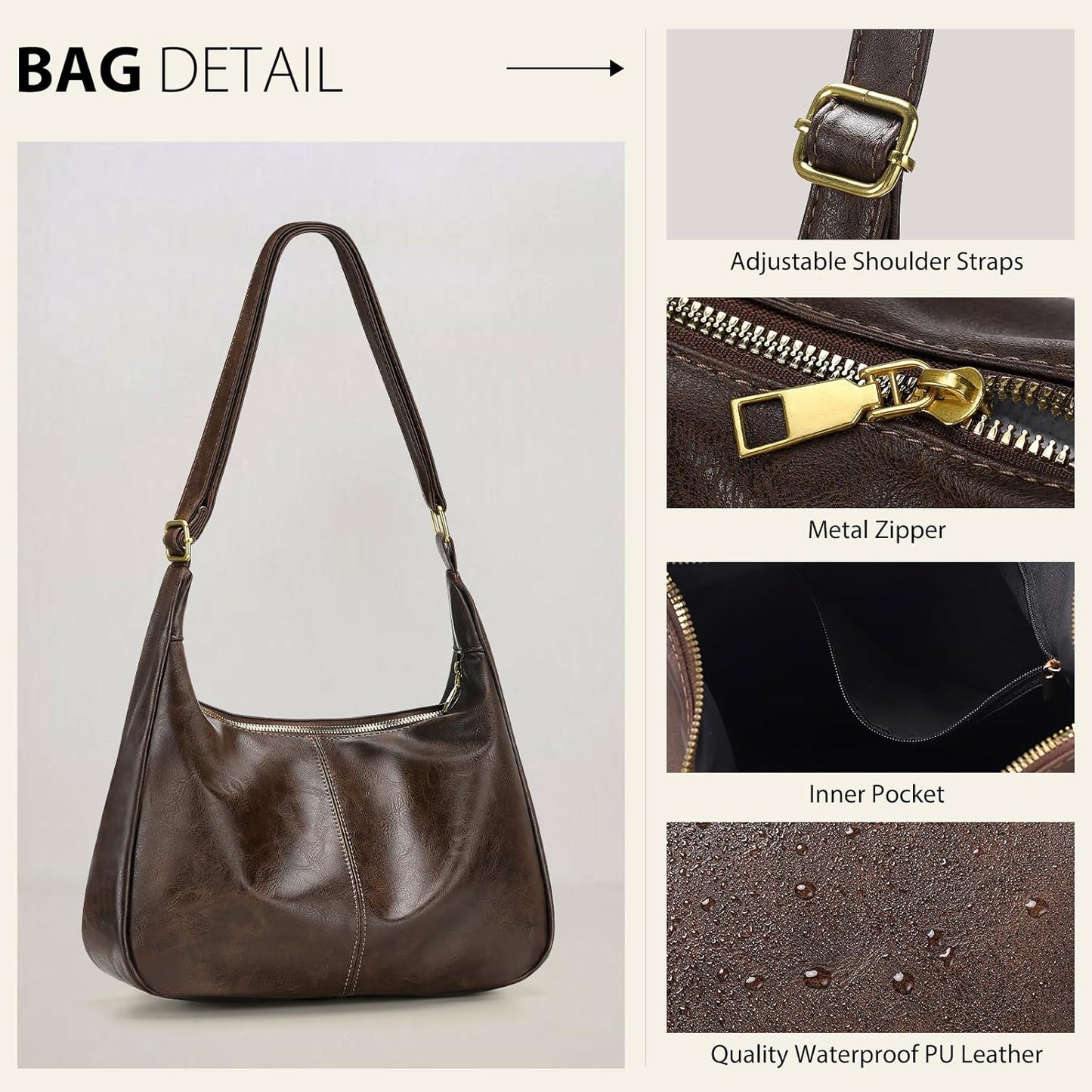 Sightor Hobo Bags for Women Leather Slouchy Bag Ultra Soft Vegan Purse Vintage Shoulder Bag Trendy Everyday Handbag