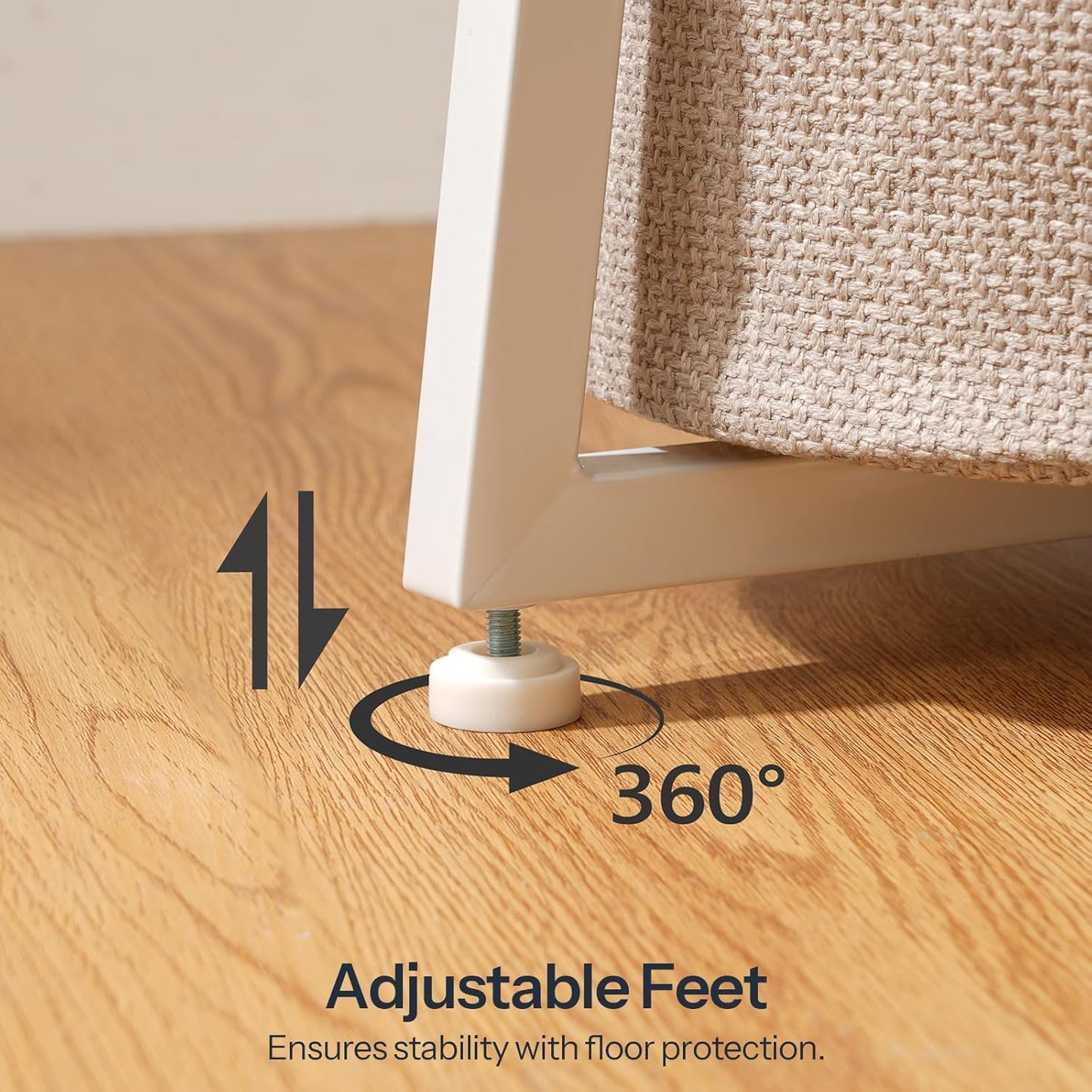 HOOBRO Small Round Side Table, 2-Tier Round Sofa End Table, Compact Nightstand with Cotton Linen Storage Basket, for Small Space, Living Room, Bedroom, Dorm, White WW183BZ01