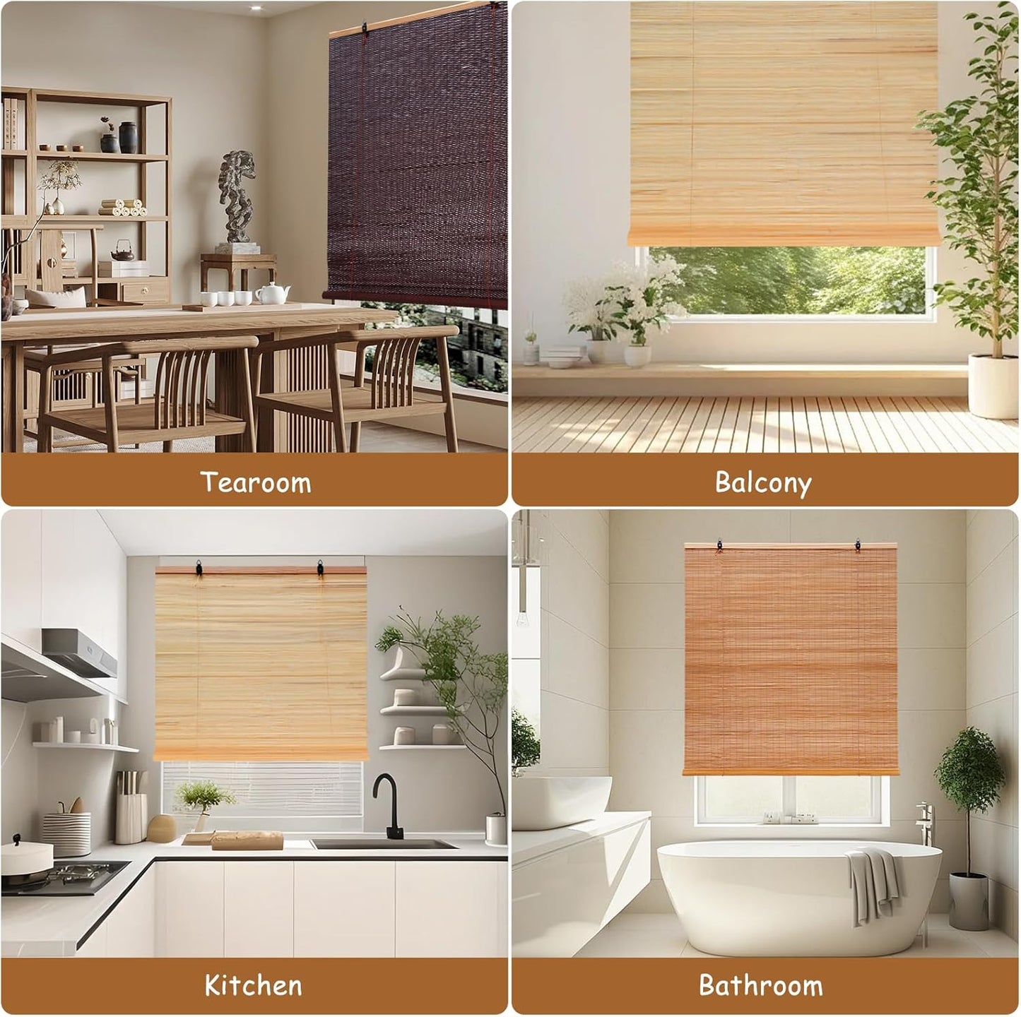 Bamboo Shades for Windows,Bamboo Blinds for Outdoor Patio,Custom Size, Privacy Protection, Easy Installation, Durable & Stylish Blinds for Living Room, Bedroom, Balcony