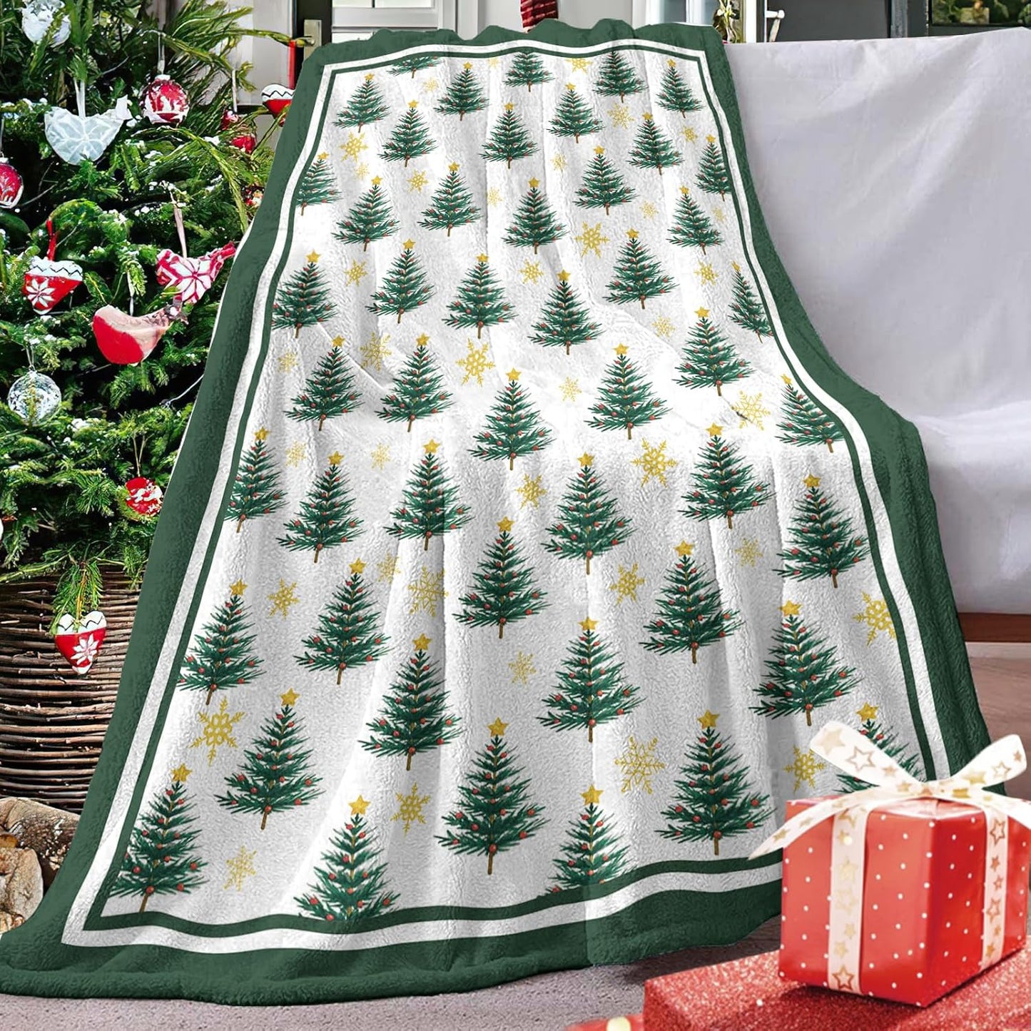 Merry Christmas Cartoon Flannel Blanket, Xmas Throw Blanket Gifts for Kids Men Women, Funny Holiday Holly Jolly Hohoho Soft Blanket for Bedding Sofa 50 x 60 Inch