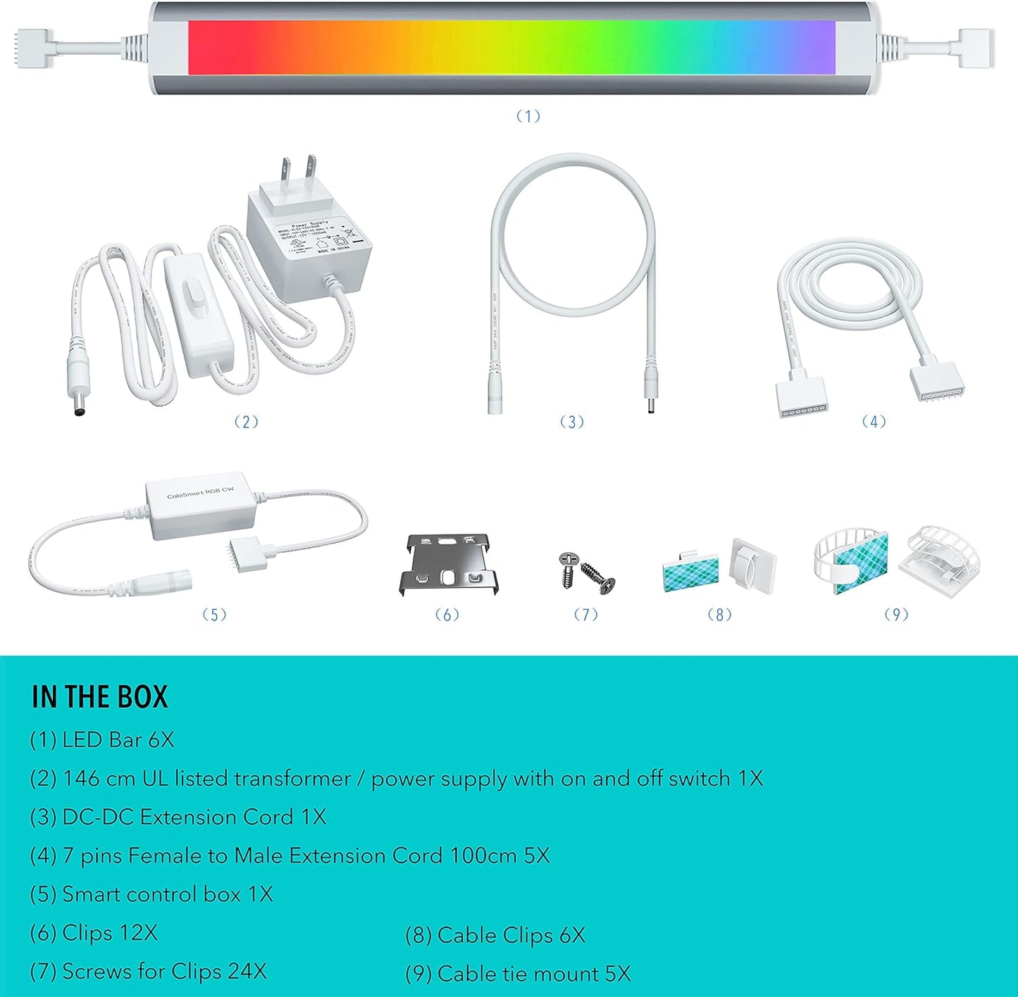 Smart Under Cabinet Lighting White & Multicolor LED Strip Lights Dimmable Works with Alexa,Google Home,Smart APP Remote Control RGB Kitchen Lamp Plug in for Under Counter Light Fixtures,6pcs