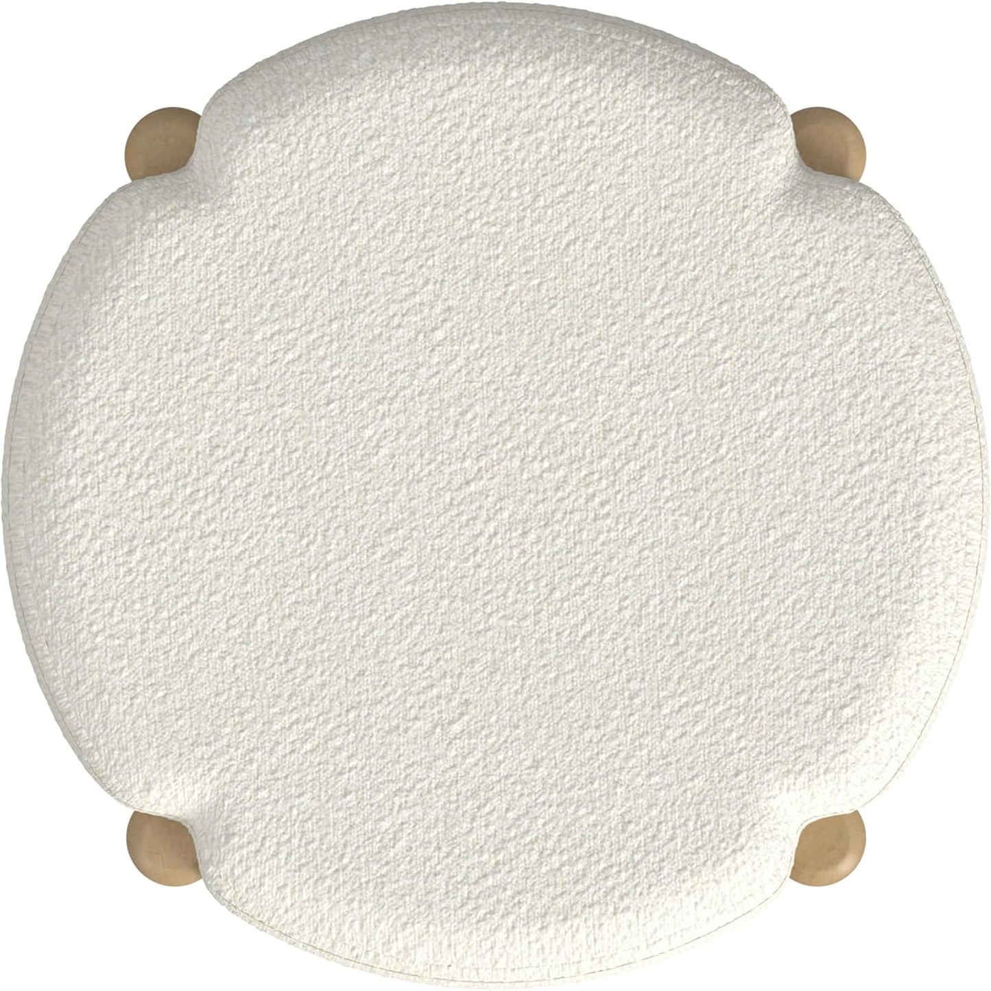 HomePop Luna Modern Round Ottoman|Homepop Home Décor|Ottoman for Living Room & Bedroom - Cream Boucle