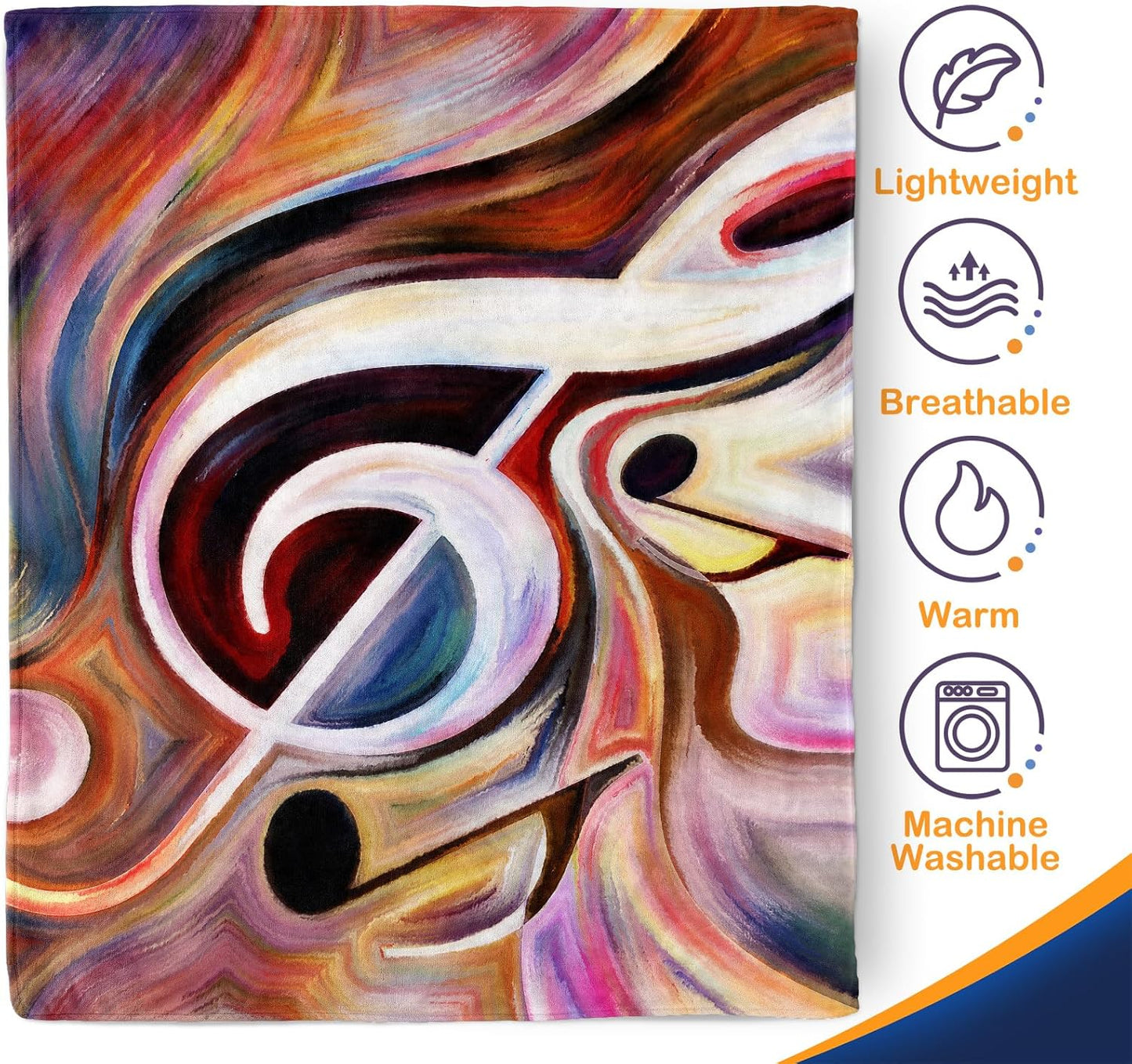 Music Note Gifts Blanket - Abstract Themed Throw for Men, Women & Kids - Soft Fuzzy Fleece Cozy Birthday Christmas Lightweight Blanket 50"x60"