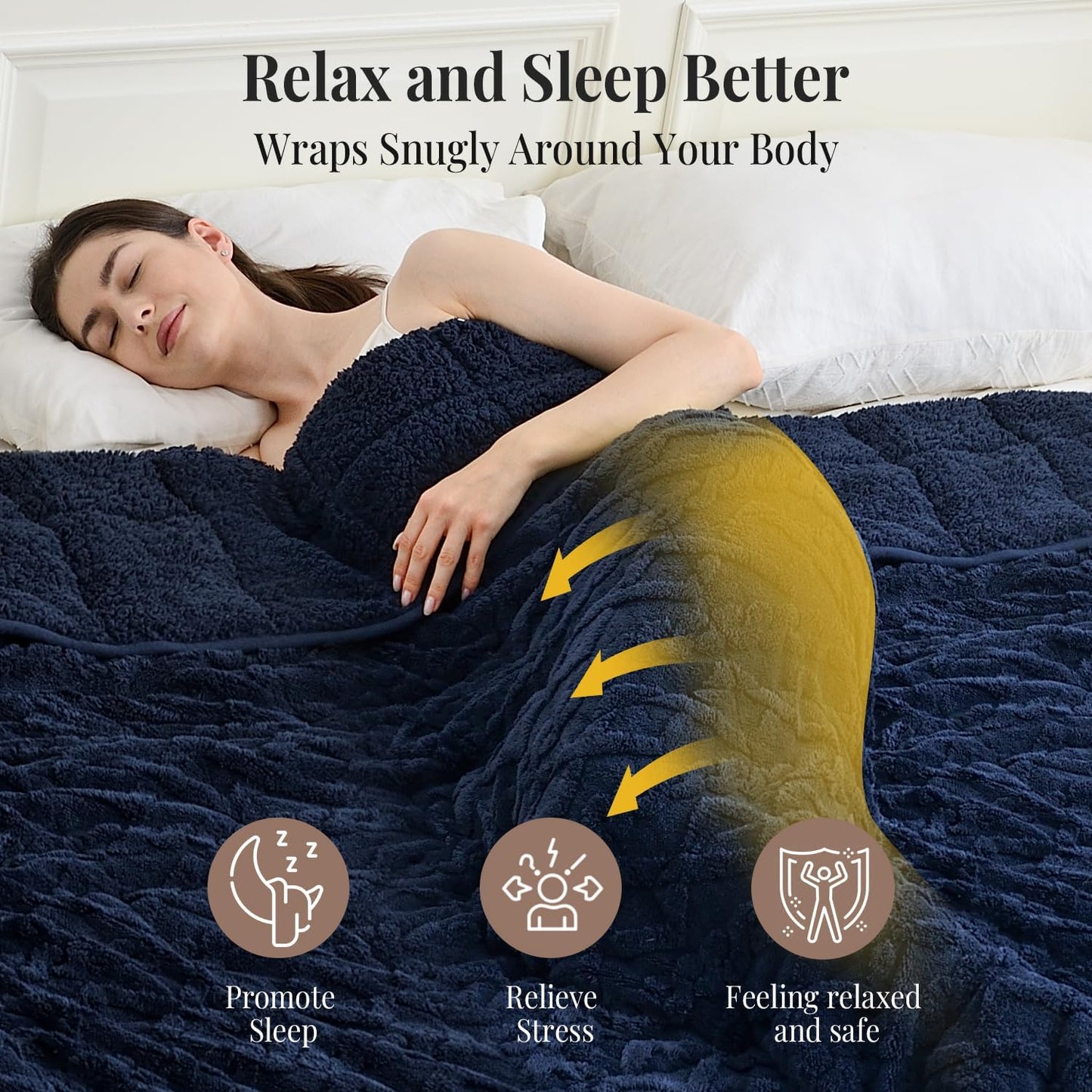 Topblan Weighted Blanket for Adults, 60" x 80" 20lbs, Soft Sherpa Queen Size Heavy Blanket with 3D Jacquard Flannel Fleece Weighted Blankets for Couch and Bed