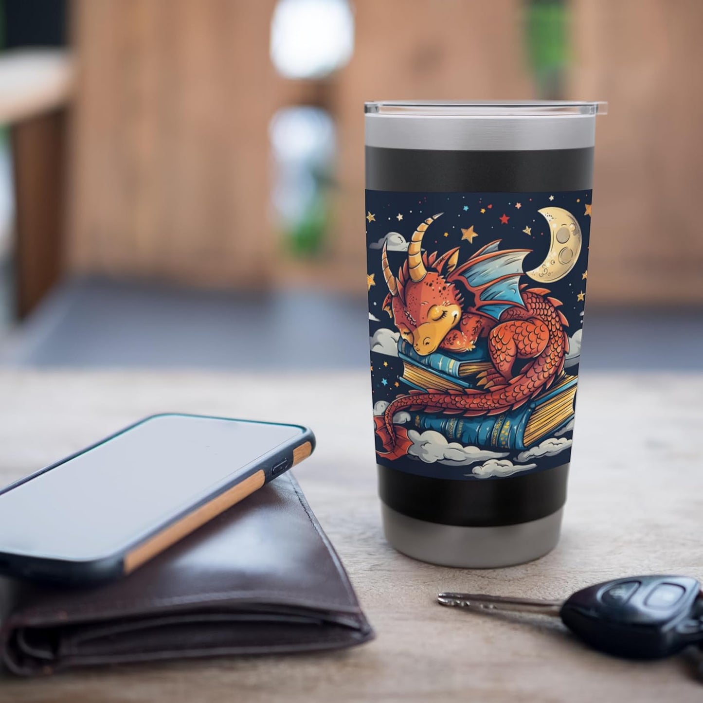 Book Lover Dragon Bookworm Reading Librarian Stainless Steel Insulated Tumbler