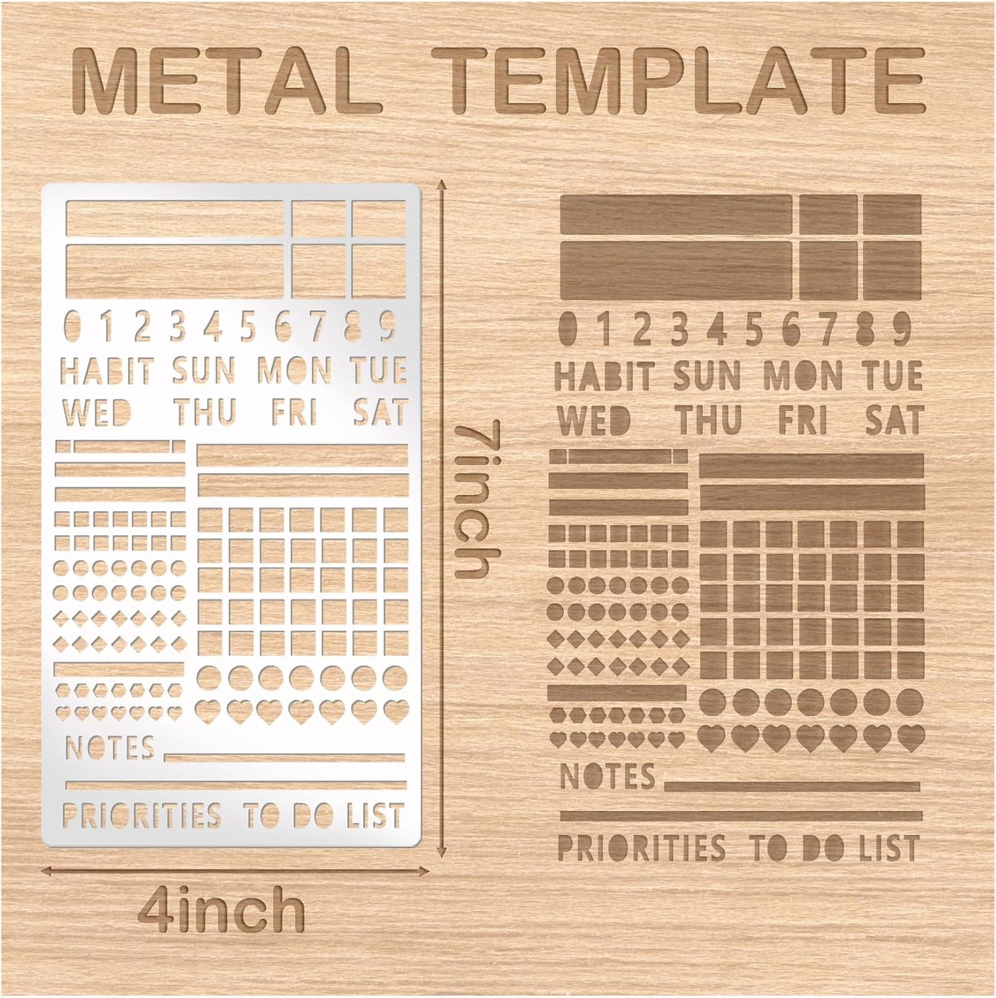 3 Pieces Metal Planner Stencil A5 Rustproof Engraving Planner Stencils Templates Rulers Bookmarks Metal Stencils for Journaling, Behavior Tracking, Weekly Spread (Planner3)
