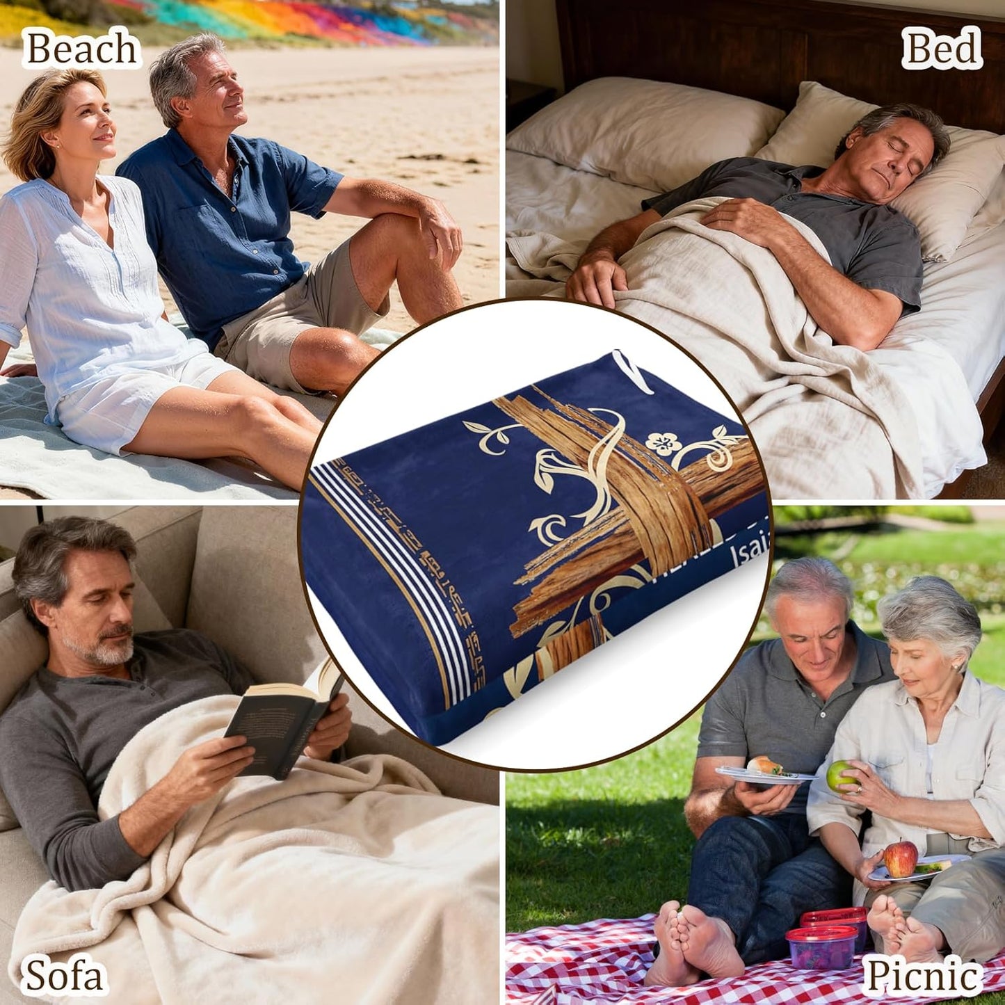 Christian Gifts for Men - Religious Throw Blanket with Bible Verse 60"x50", Religious Gifts for Men Dad Grandpa Pastor Husband Boyfriend, Comforting Faith Gift for Husband Veterans.