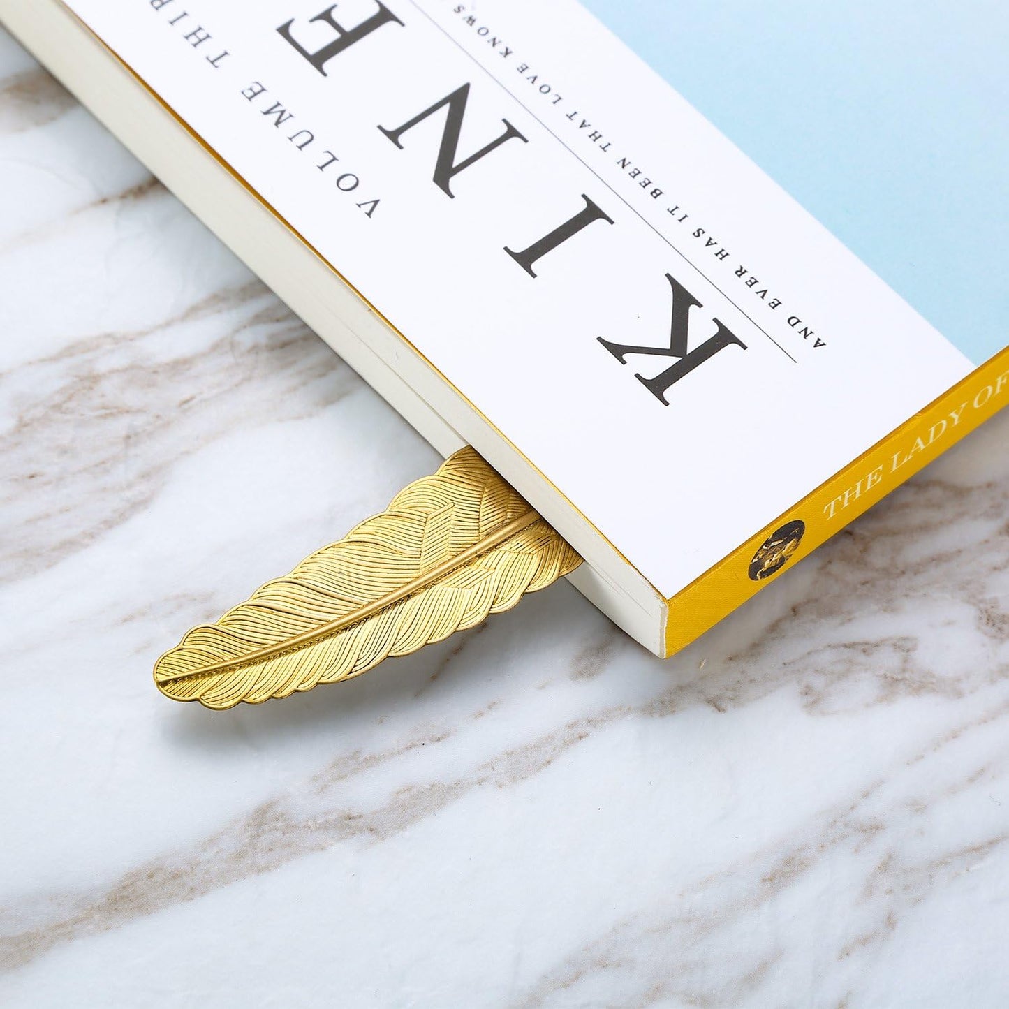 Gejoy 8 Pieces Valentine Metal Feather Bookmarks Vintage Metal Bookmark Feather Shape Book Marker Teacher Appreciation Gifts for Readers Book Lovers(Set 1)