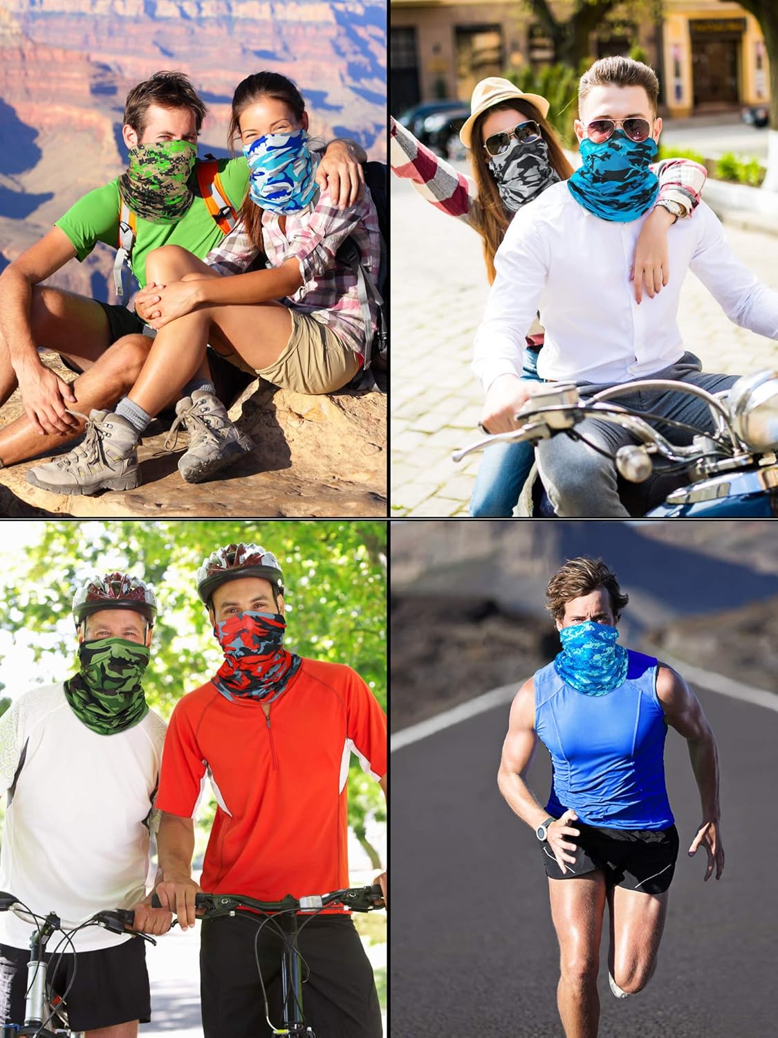 SATINIOR Summer Camo Neck Gaiter UV Protection Cooling Face Mask Sun Hood Bandanas for Men Women Sunscreen Breathable Bandana