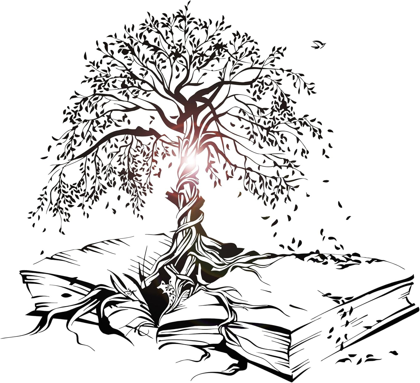 Vinyl Wall Decal Tree Book Leaves Knowledge Library Reading Room Stickers Mural Large Decor (ig5200) (XL 45 in X 50 in, Grey)