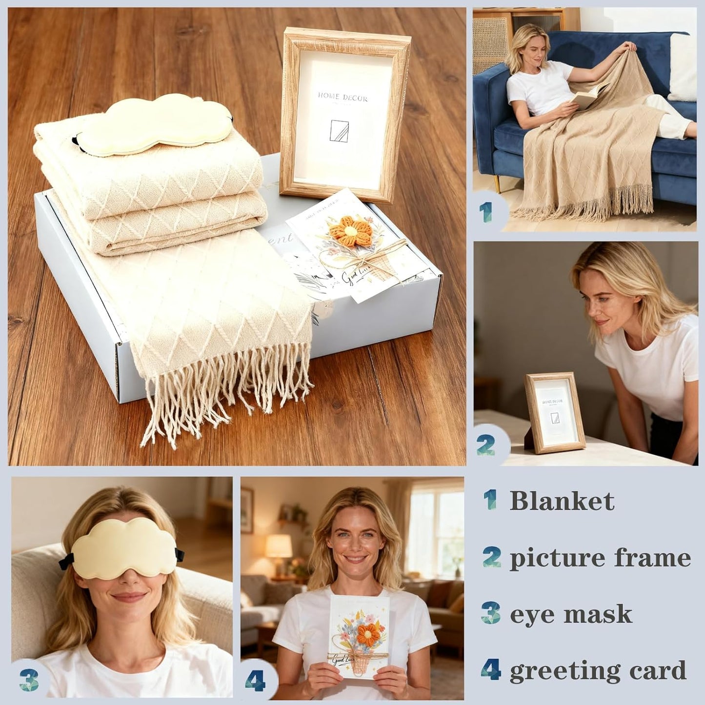Birthday Gifts for Women,Care Package Gift Box for Women,Get Well Soon Gift Baskets for Her,Sister,Best Friend,Mom,Wife,Thoughtful Self Care Gifts with Blanket,Coffee Mug,Photo Frame